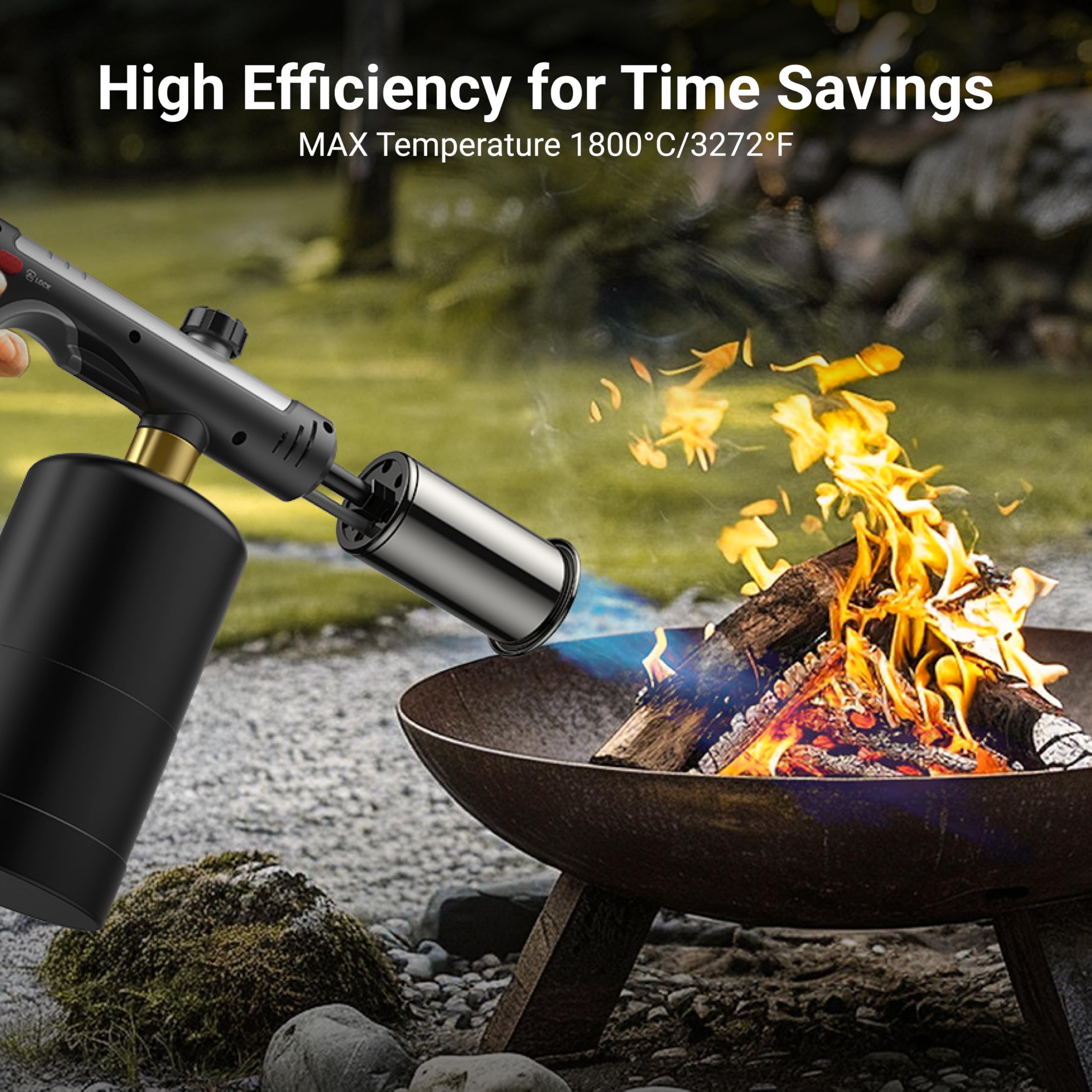 Etokfoks Propane Torch Gun One Touch Max Fire Safety Lock Triple