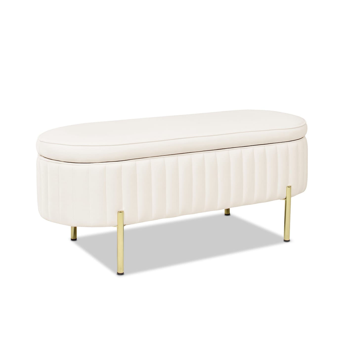 Jennifer Taylor Home S85720-V037 Chloe Modern Cloud White Performance Velvet Storage Bench with Storage 48.5-in x 19-in x 19.5-in