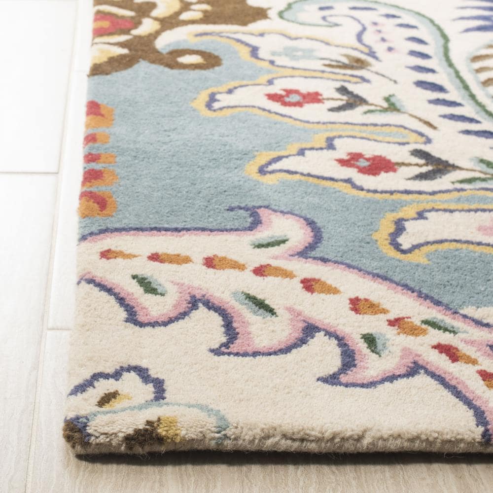 Ivory Hand-Tufted Wool Square Area Rug - Reversible and Washable