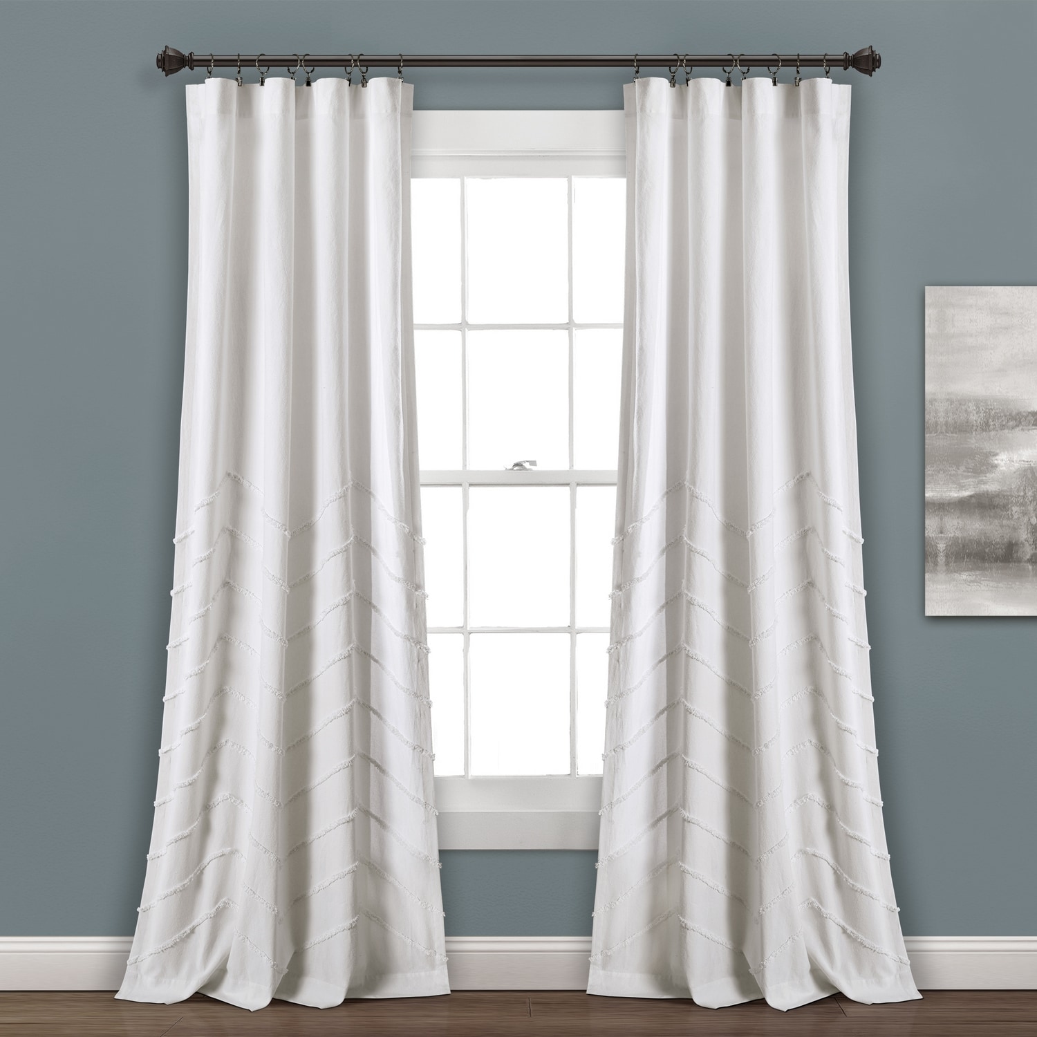 Lush Decor 16T003875 95-Inches White Chevron Rod pocket Curtain panel pair