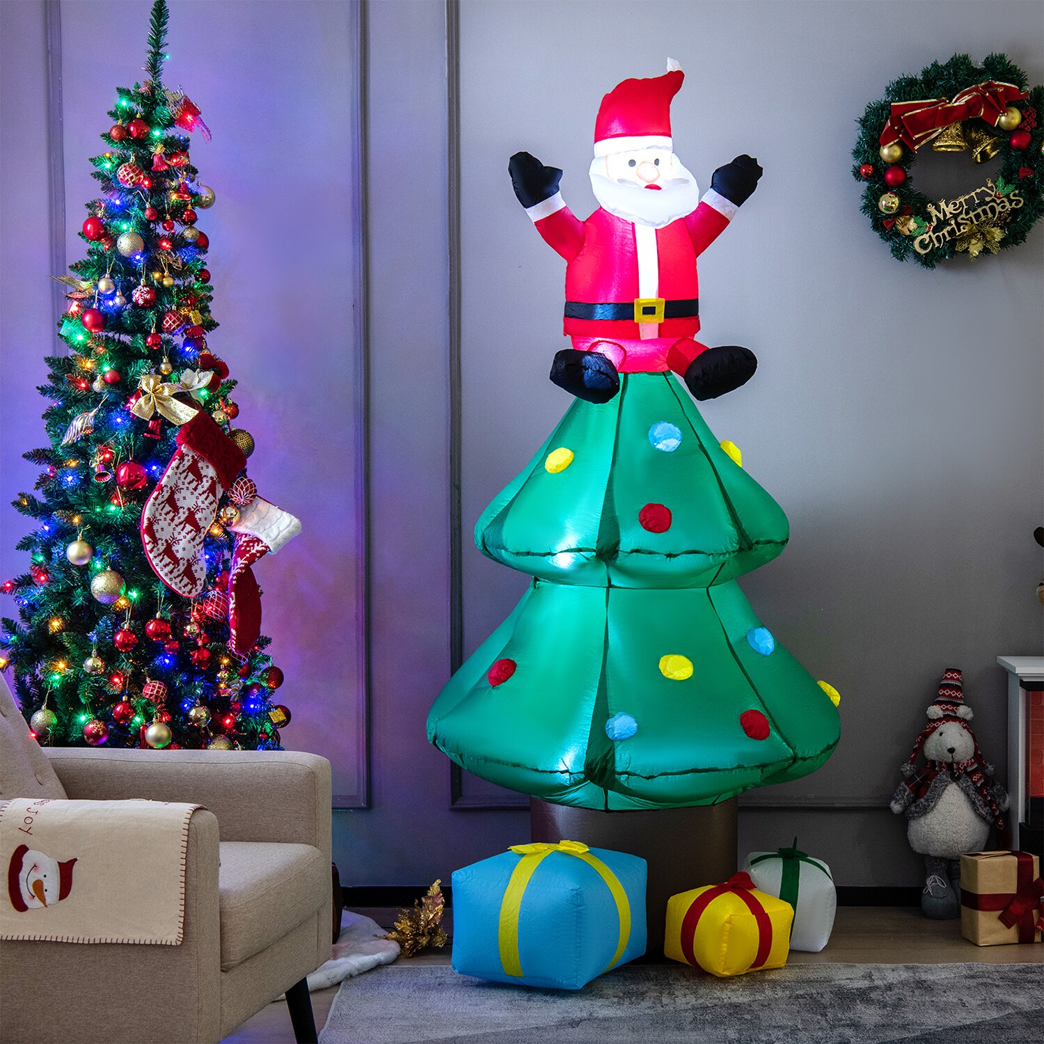 Wellfor 7 Ft Lighted Christmas Tree S Christmas Inflatable In The