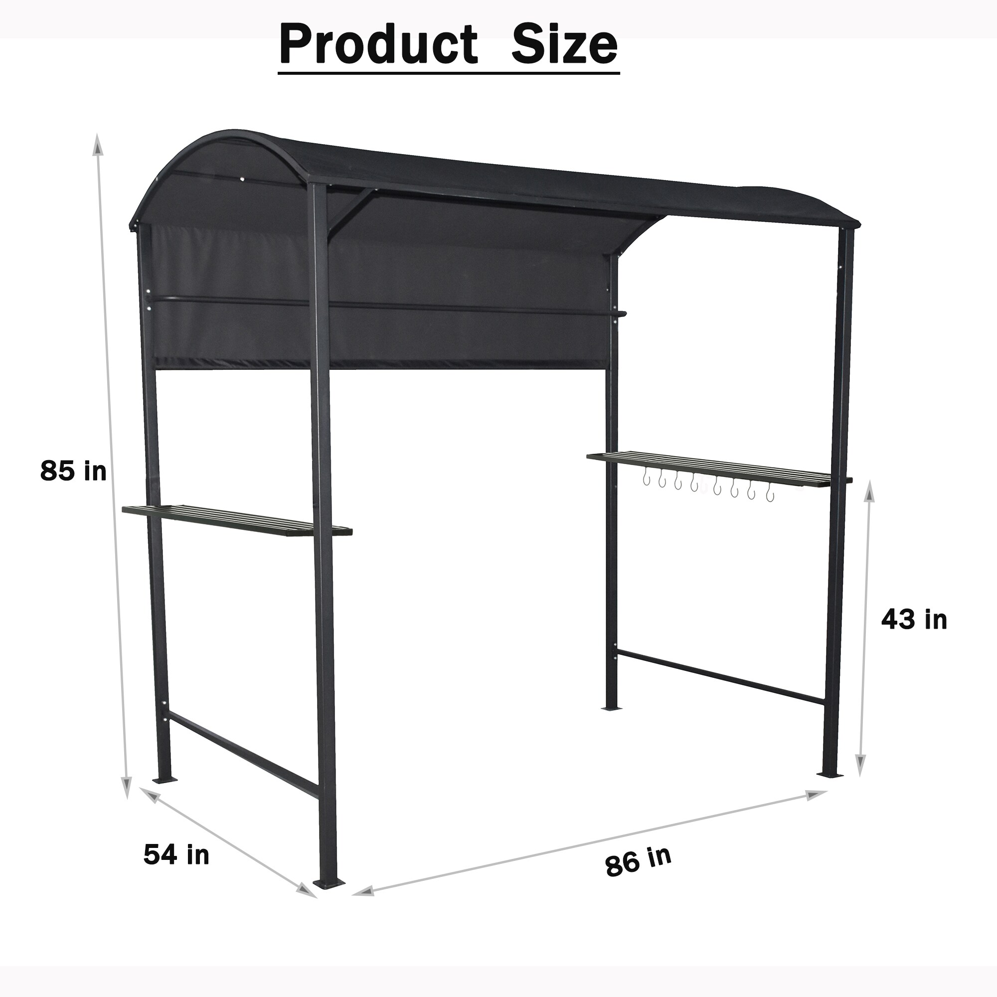 Bayfeve 7.2-ft x 4.5-ft Outdoor Grill Gazebo Rectangle Dark Gray Metal ...