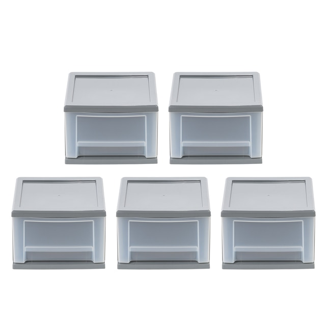 IRIS 5-Pack Gray Stackable Plastic Storage Drawer 5.83-in H x 12.76-in W x  8.74-in D in the Storage Drawers department at