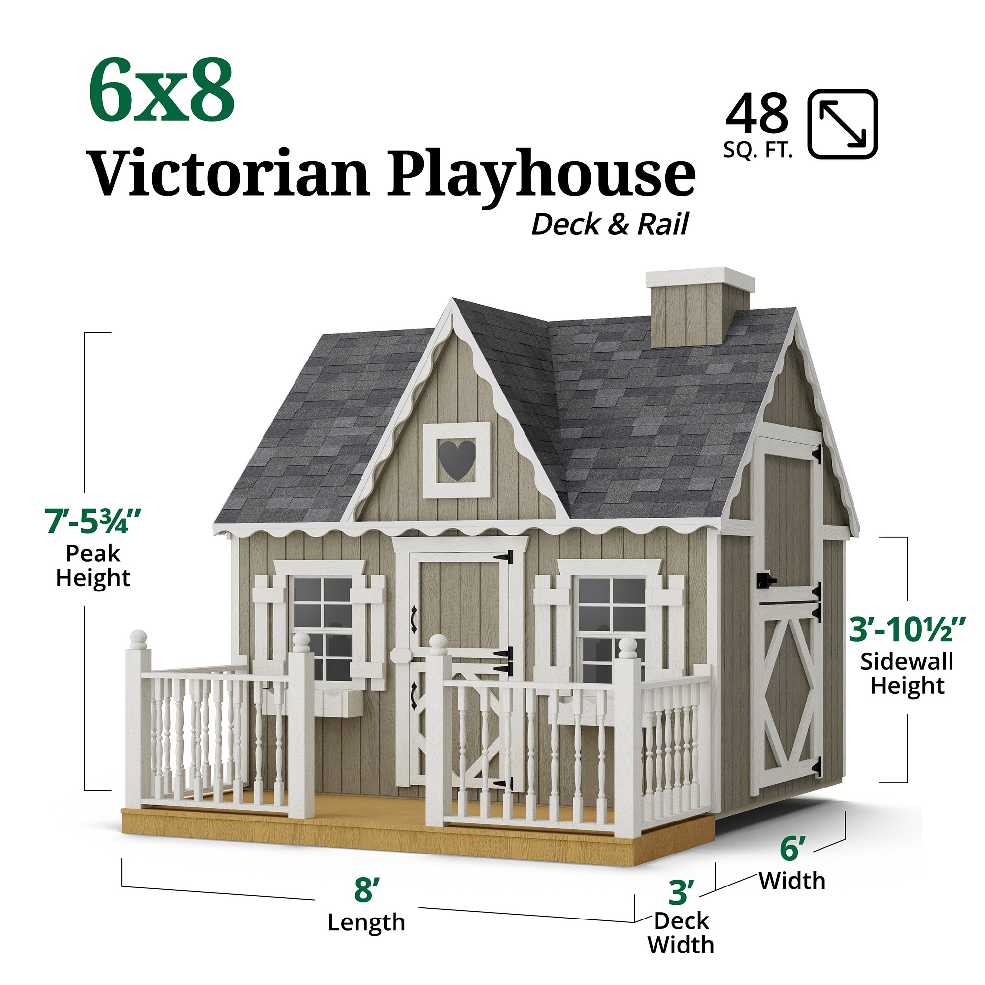 Little Cottage Co 6X8 VP-PNK-FK-DR playhouses - View #3