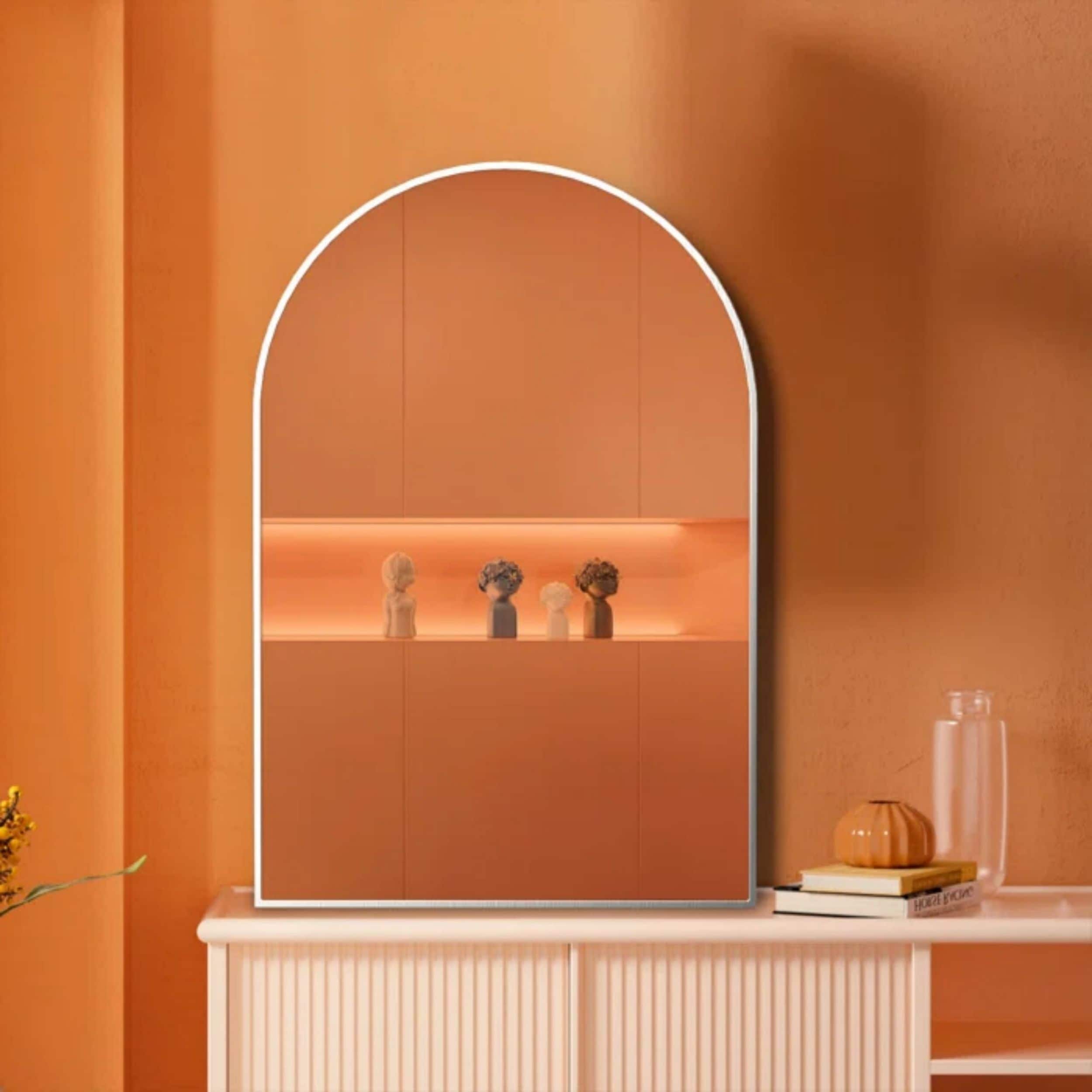 LIVIZA 20-in W x 30-in H Arch Silver Framed Vanity Mirror