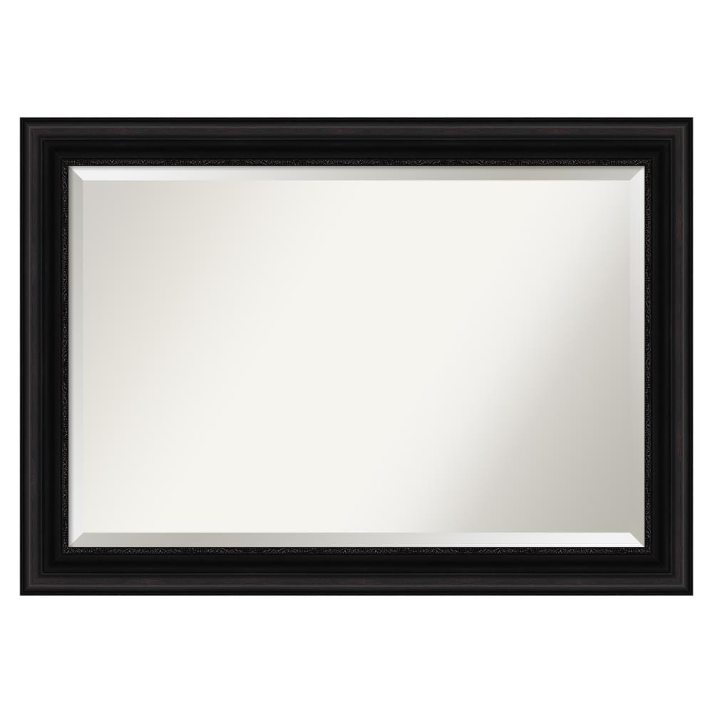 Amanti Art DSW4960949 Parlor 41.5-in x 29.5-in Framed Rectangle Bathroom Vanity Mirror ( Satin Black )