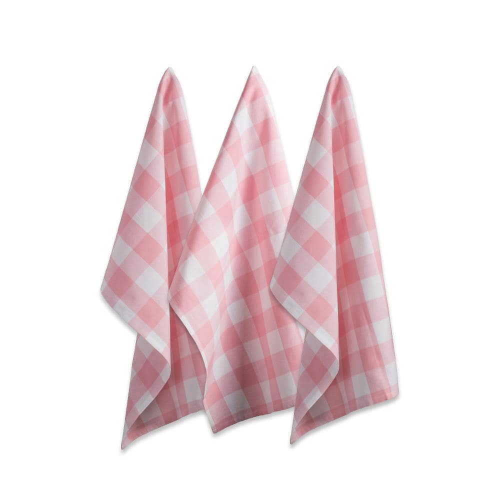 Kitchenaid PINK Checked Kitchen Dish Towels - Set of 2 - 100% Cotton New/tag