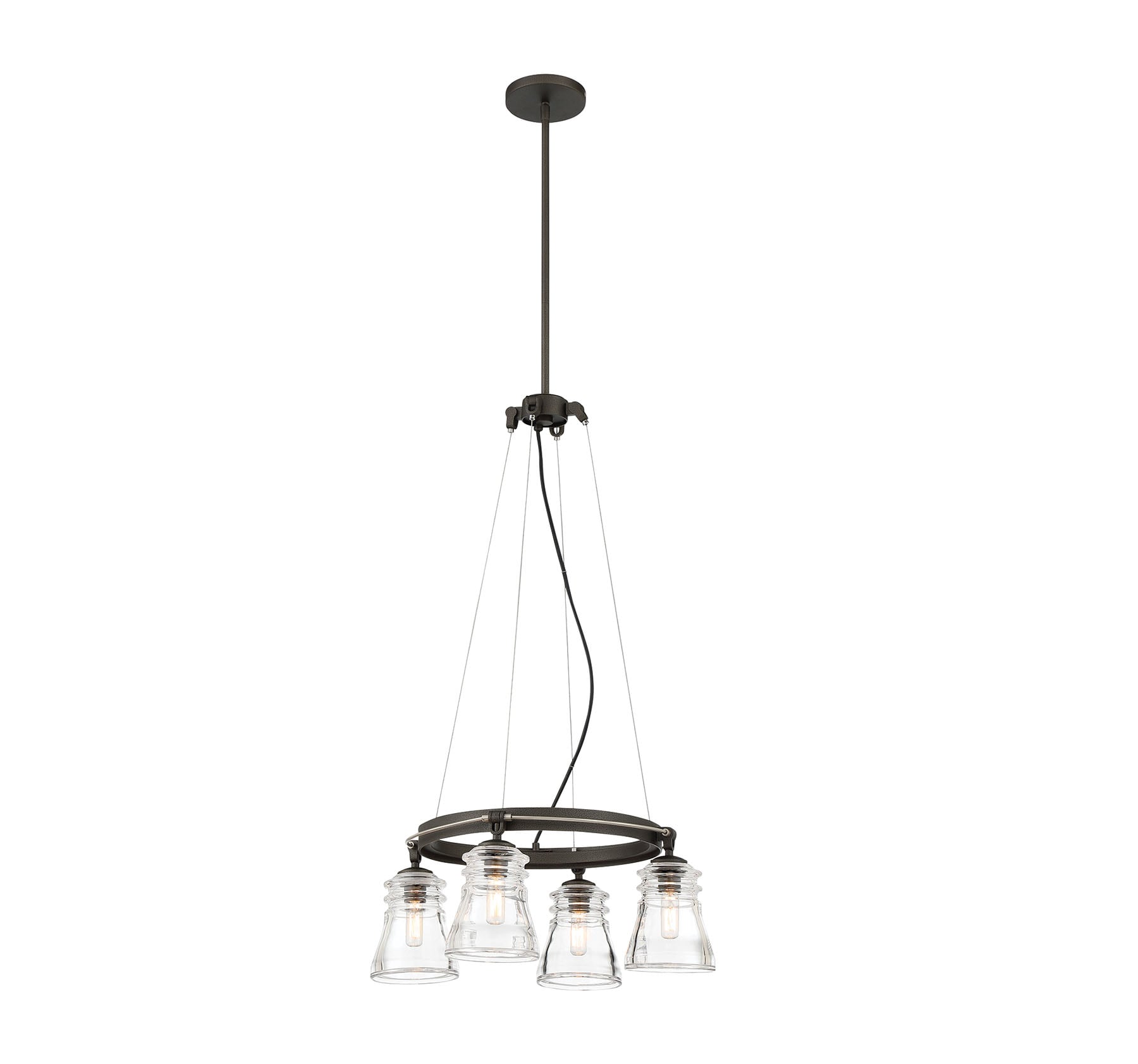 Graham Avenue Smoked Iron & Brushed Nickel 4-Light Chandelier
