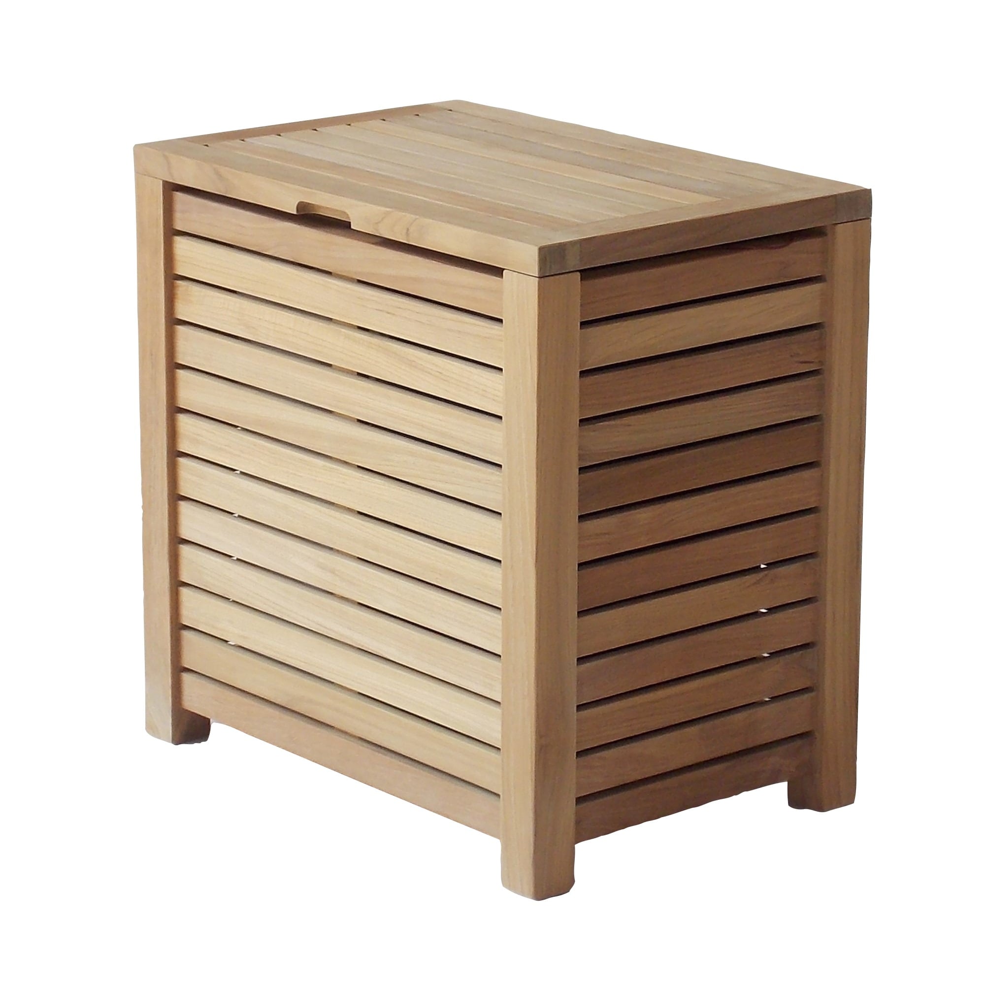 Teak Wood Upright Laundry Hamper with Dual Sacks