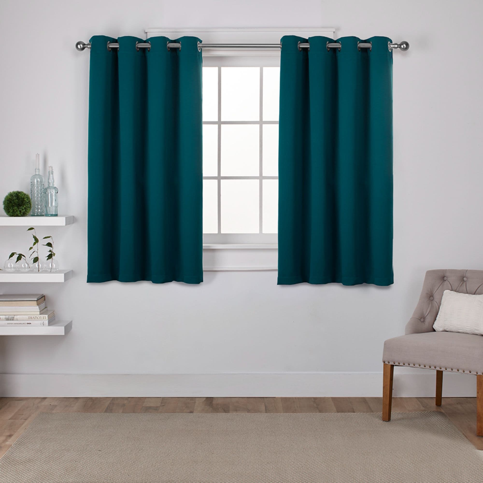Exclusive Home EH7980-11 2-63G 63-Inches Sapphire Teal Room darkening Interlined Grommet Curtain panel pair
