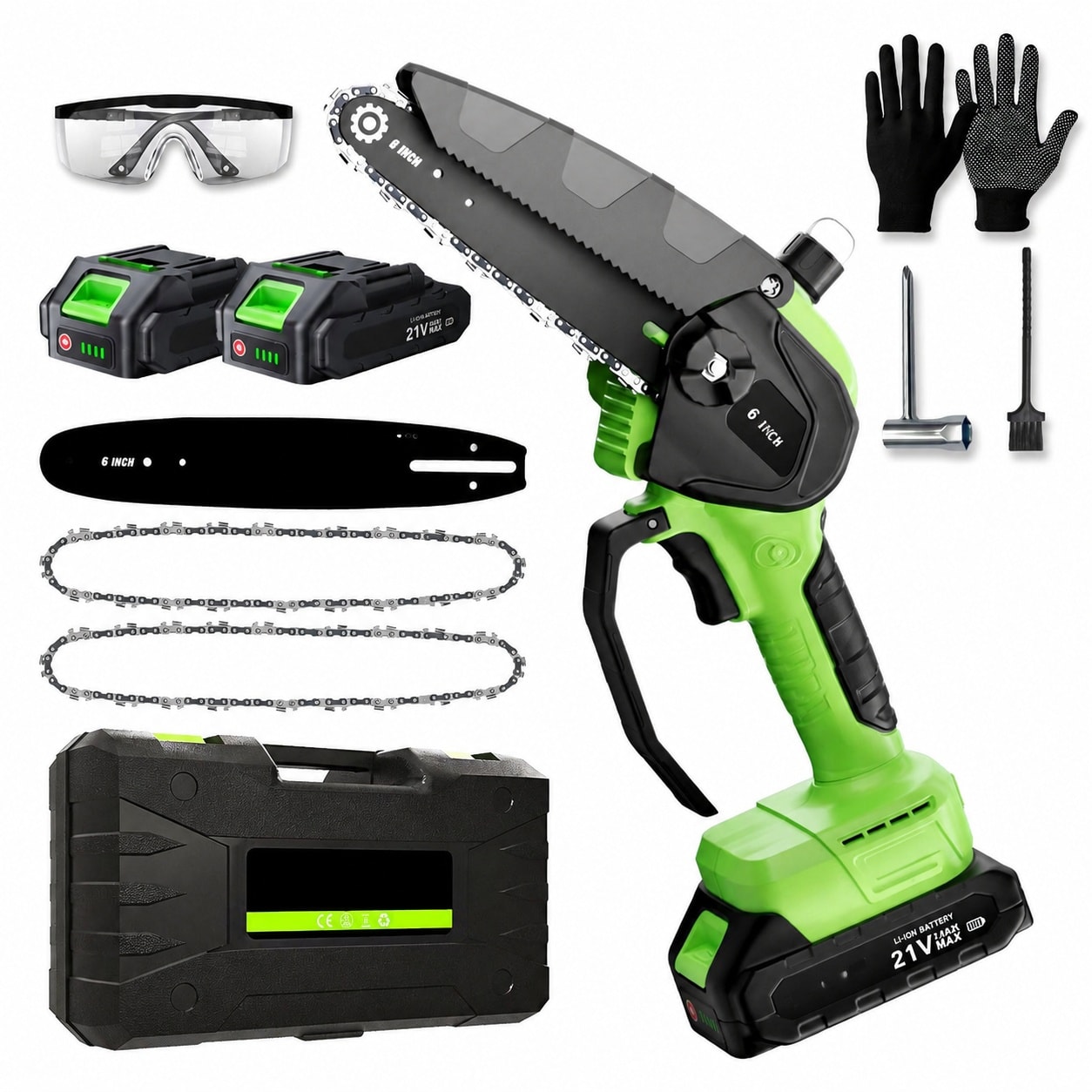 Ahfiwaso Mini Chainsaw 6 Inch Cordless Brushless Motor Auto Oiler Lightweight Handheld Chain Saw Tool Free Adjustment for Tree Trimming Wood Cutting