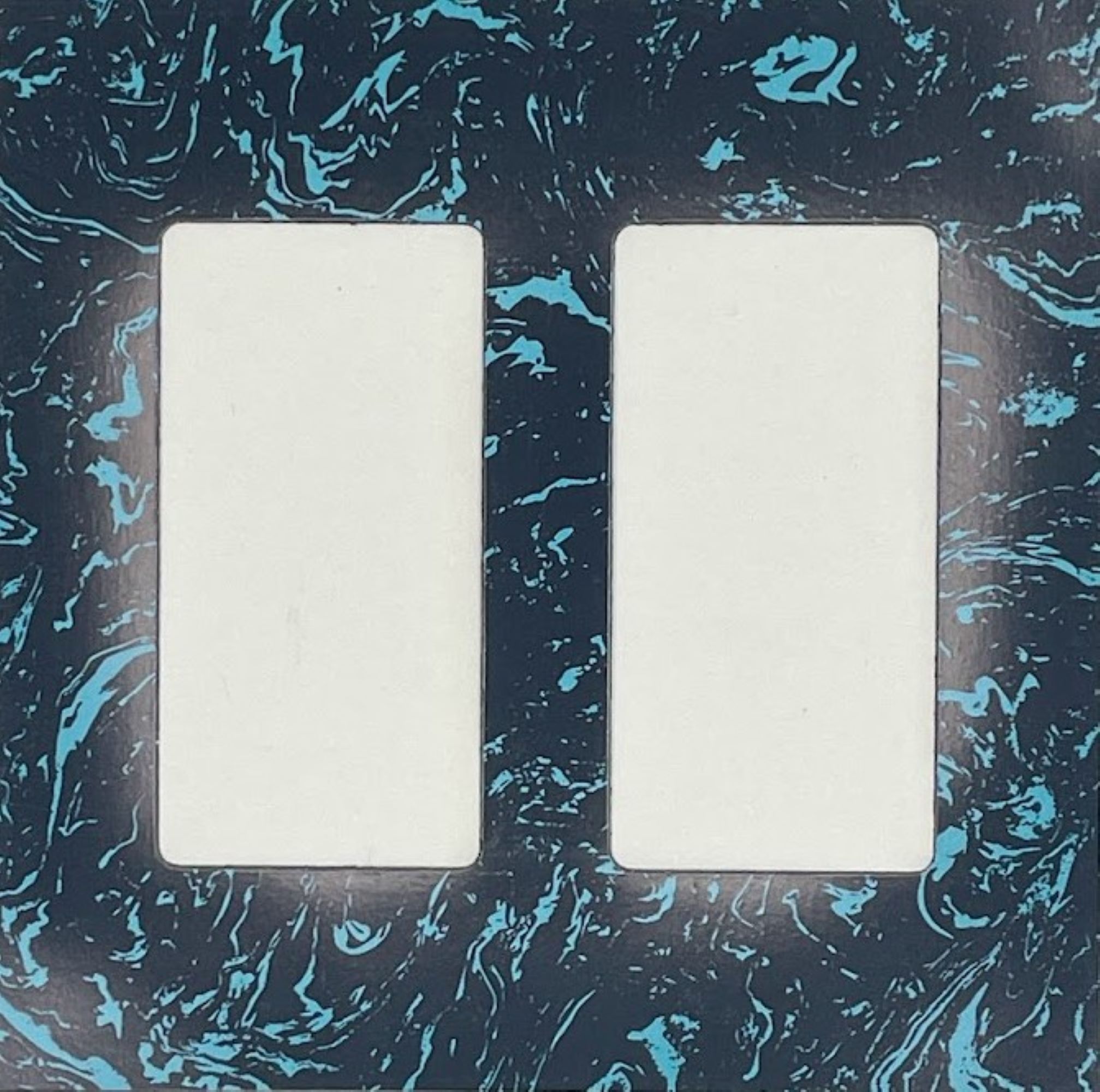 Switch Ups 424048 Blue marble 2-Gang Jumbo Size Magnetic Blue Marble Polyresin Indoor Decorator Wall Plate
