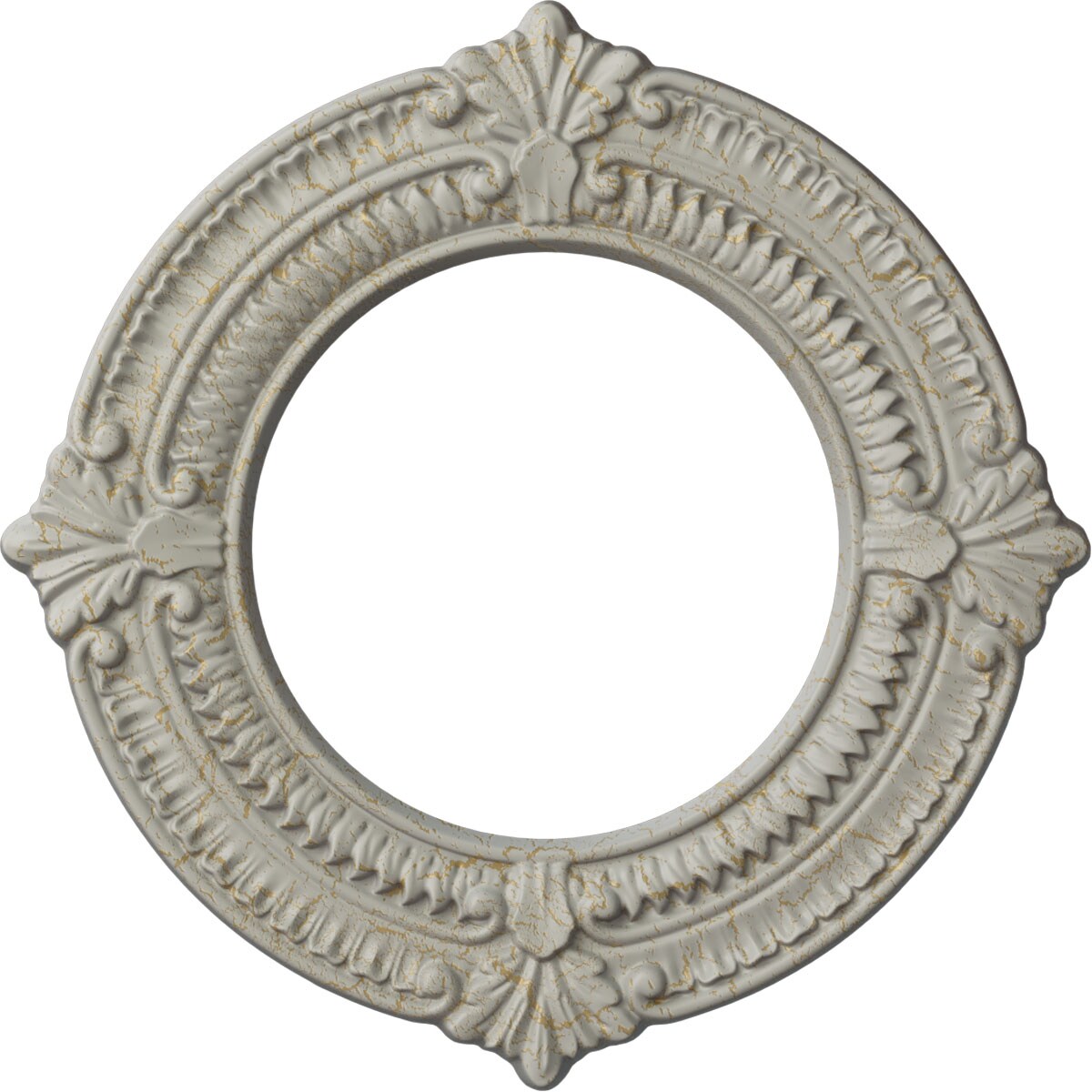 Ekena Millwork CM11BNPCC Benson 11.125-in W x 11.125-in L Painted Pot Of Cream Crackle Polyurethane Whole Ceiling Medallion