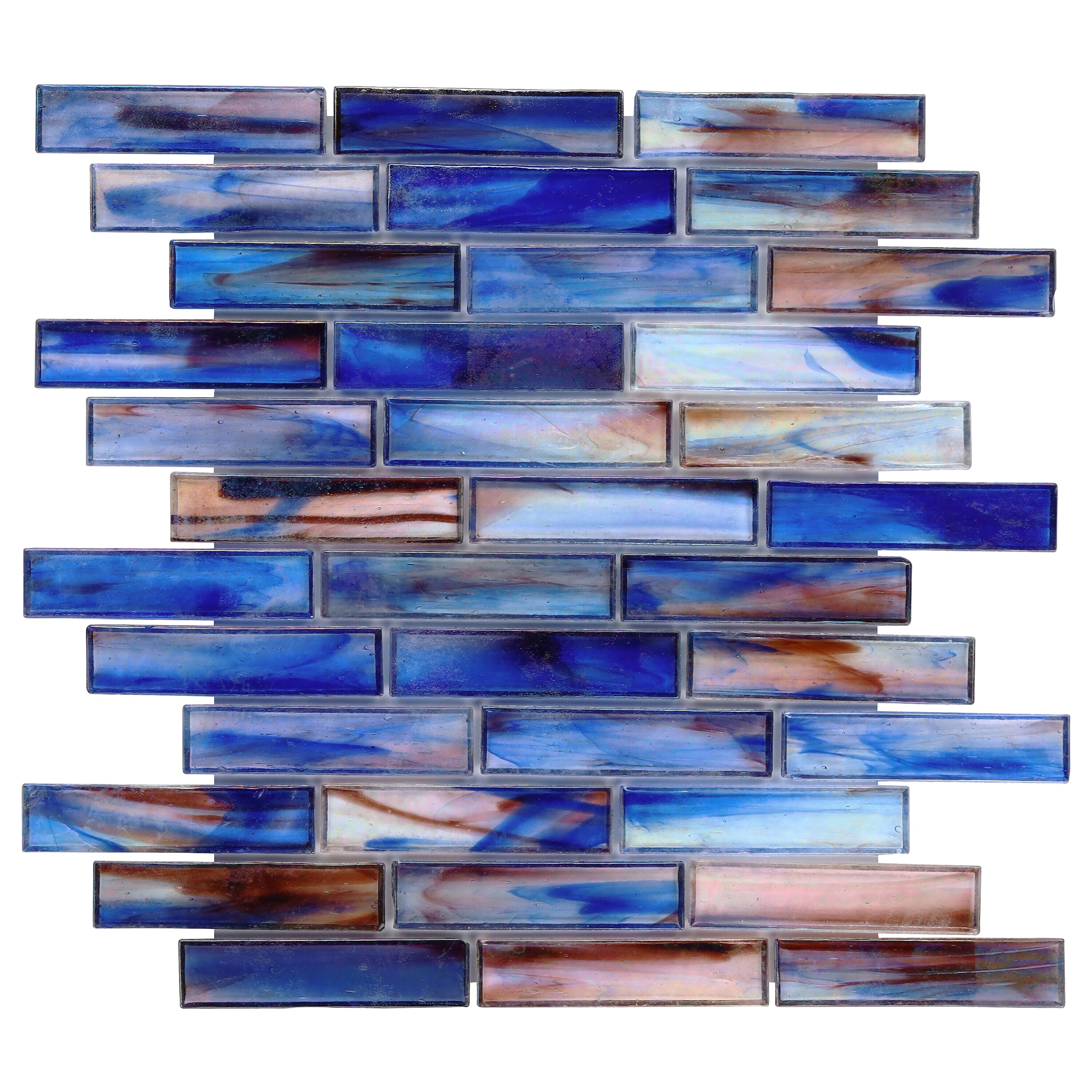 Artmore Tile EXT3RD108946 Sigma Cove Blue 4 in. x 4 in. Polished Glass Mosaic Wall Tile Sample