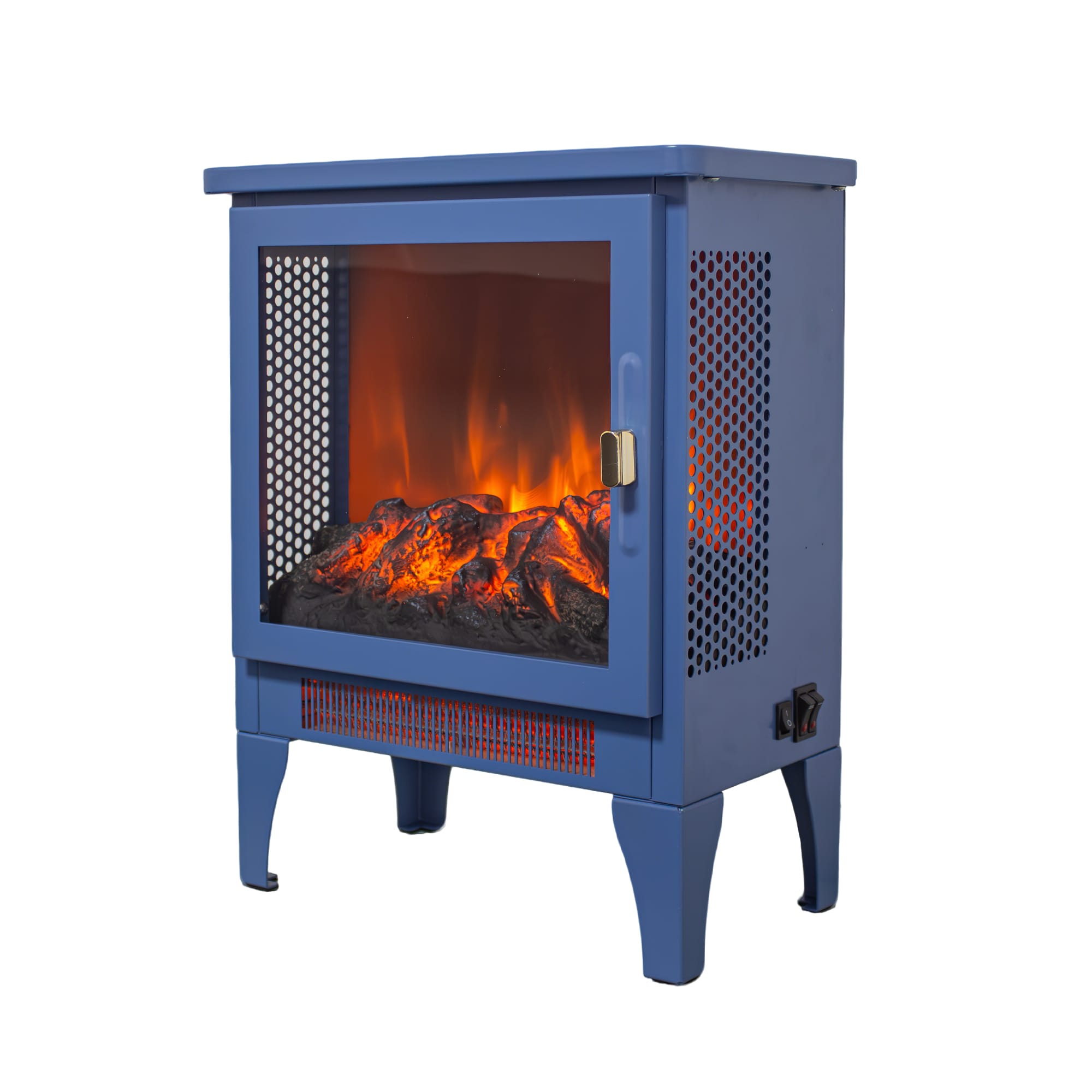 Innobule  18 inch Freestanding Electric Fireplace Stove heater with 3D Flame effectClassic Blue