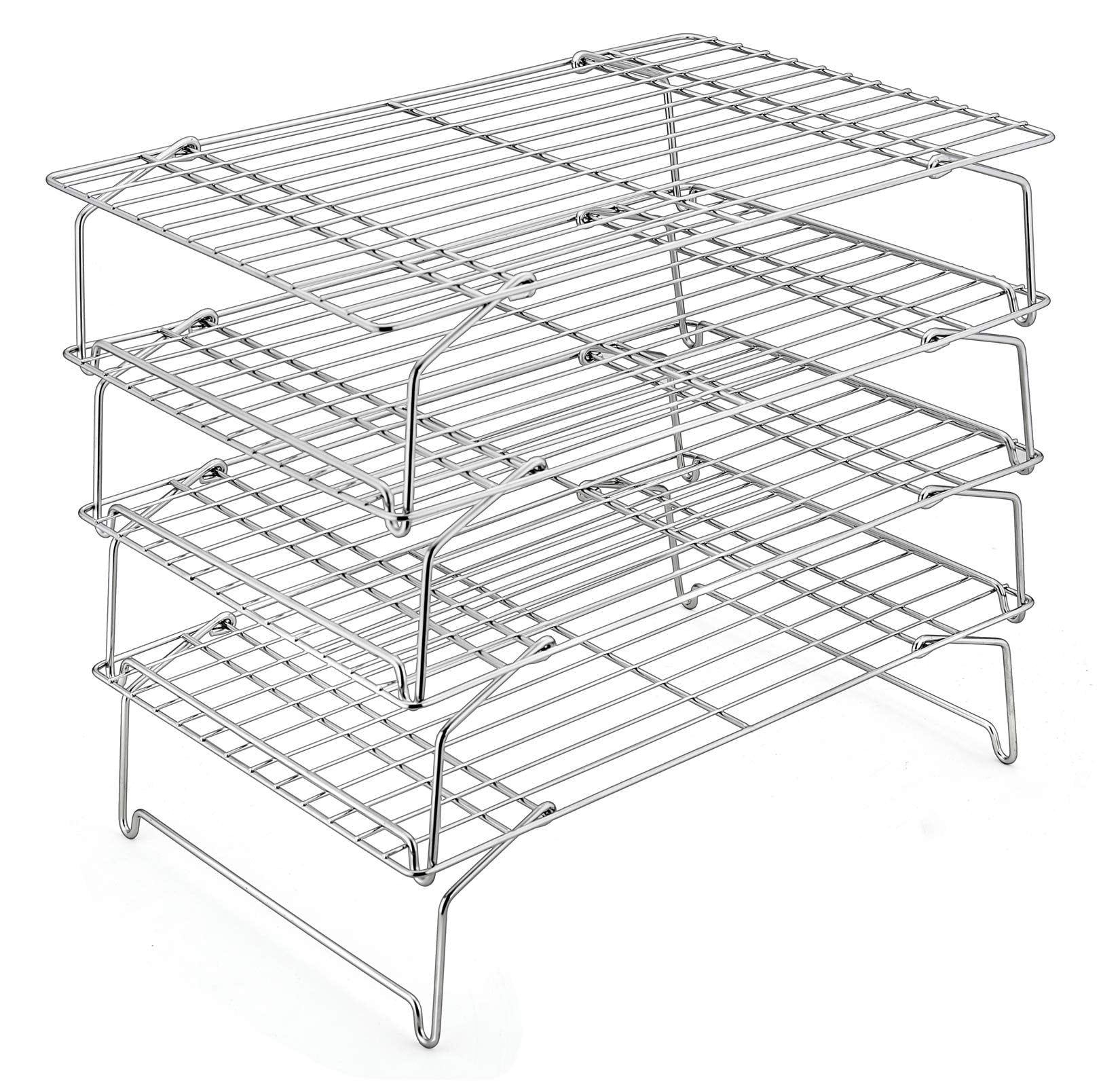 Aoibox  4 Tier Stackable Stainless Steel Cooling and Baking Rack Set with Folding Feet 15 in x 10 in CHEF