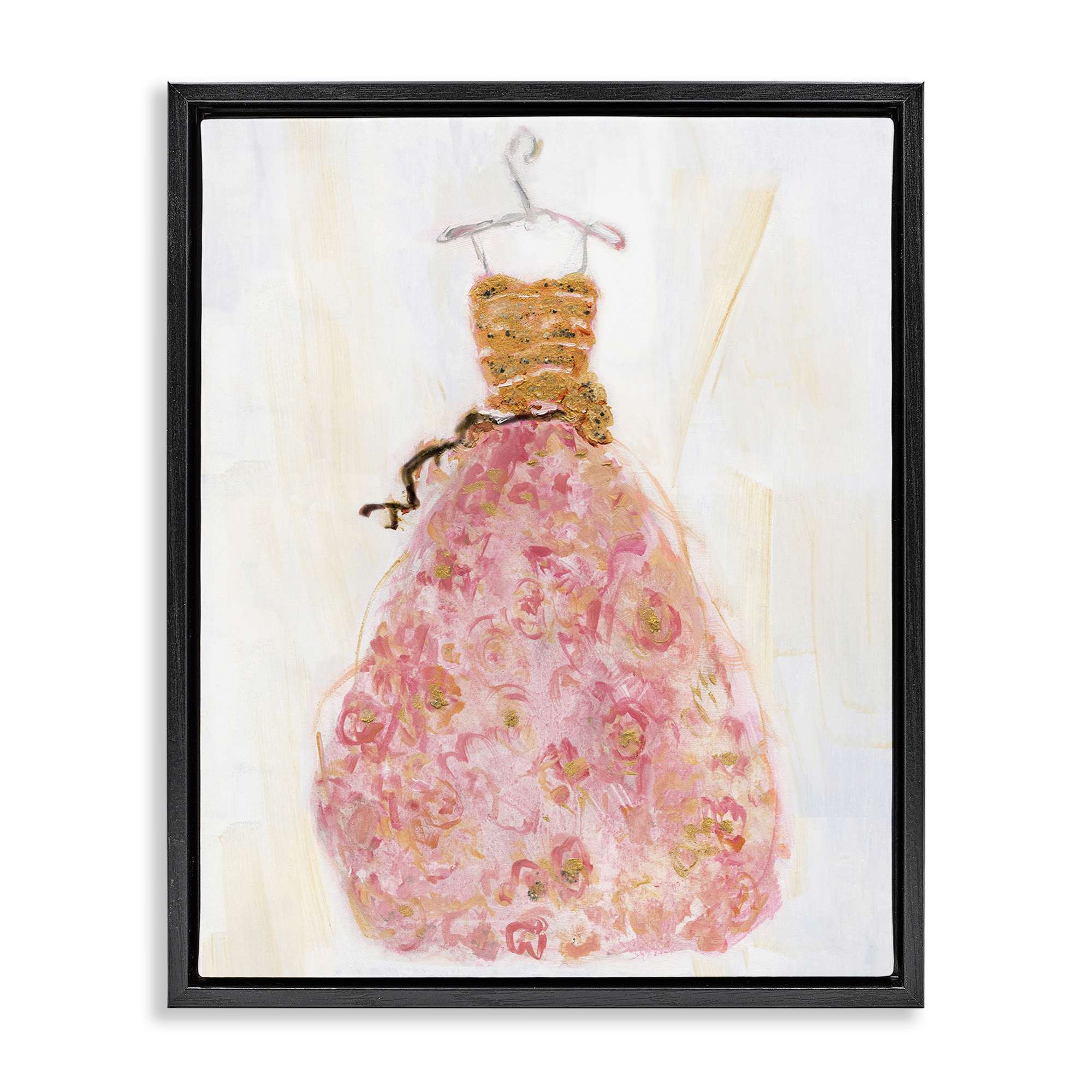 Stupell Industries BT-977-FFB-24X30 Classy Posh Pink Ball Gown Black Framed Floater Canvas Wall Art By Sally Swatland 25 x 31