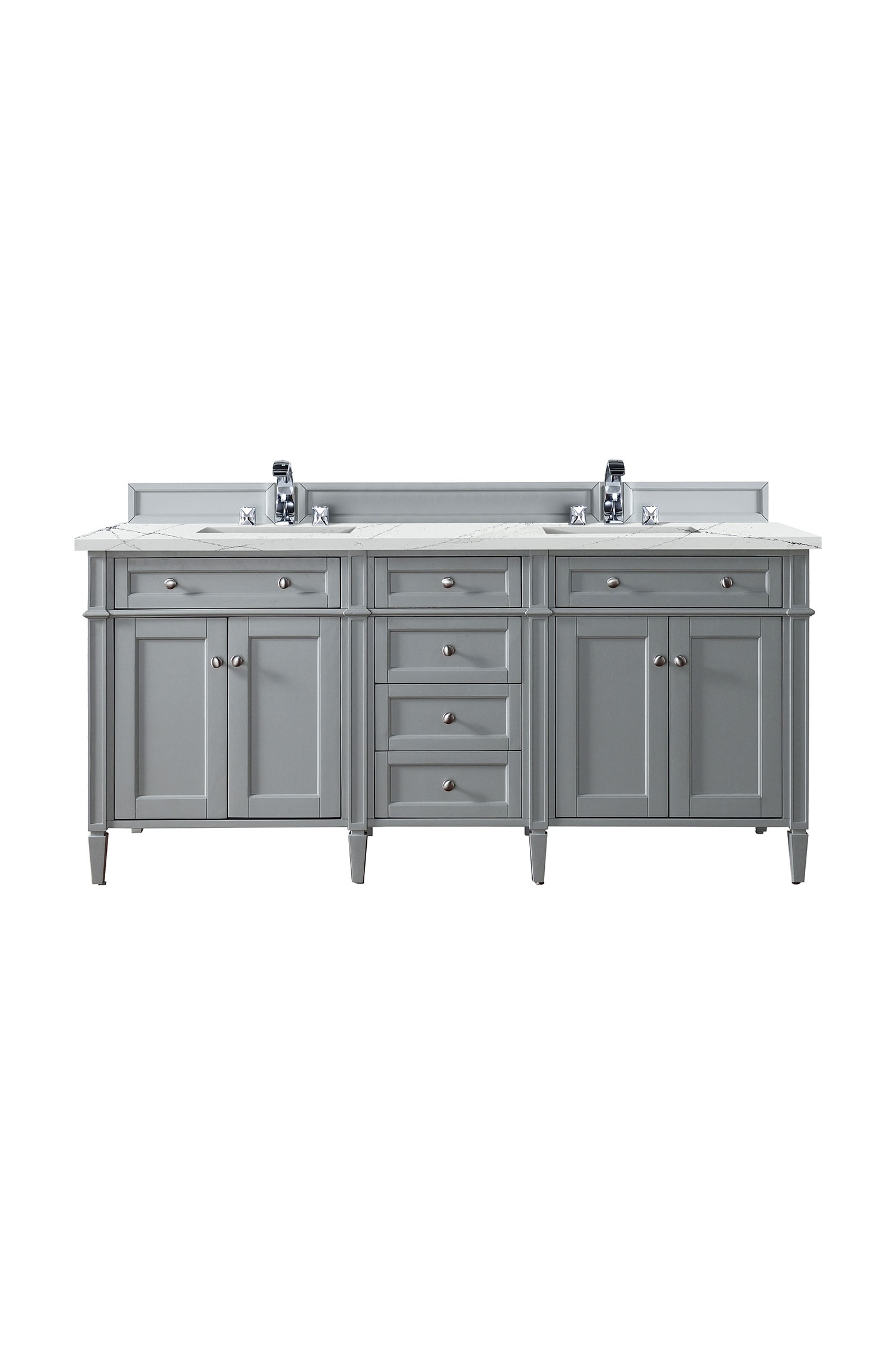 James Martin Vanities 650-V72-UGR-3ENC Brittany 72-in Urban Gray Undermount Double Sink Bathroom Vanity with Ethereal Noctis Quartz Top