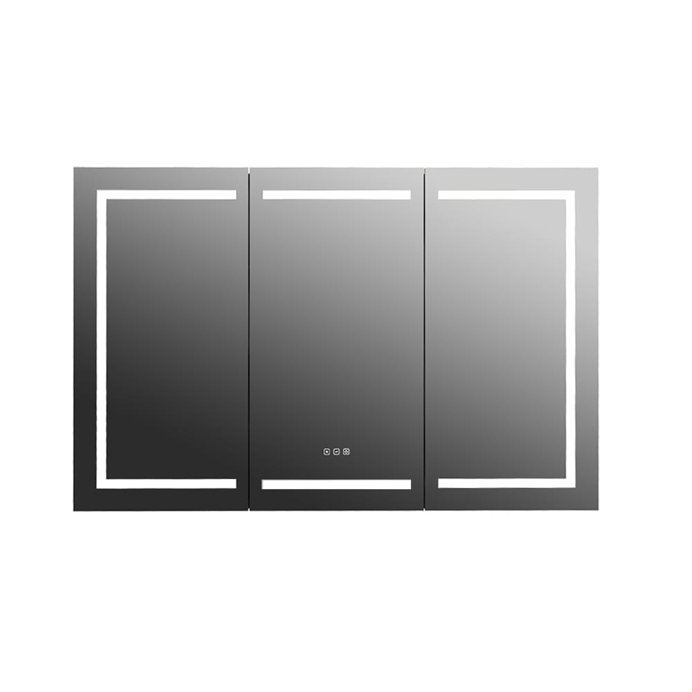 LOVMOR  53.7-in x 35.91-in x 5.31-in Matte Black Bathroom Wall Cabinet with LED Mirror and Adjustable Shelves and Outlet and USB
