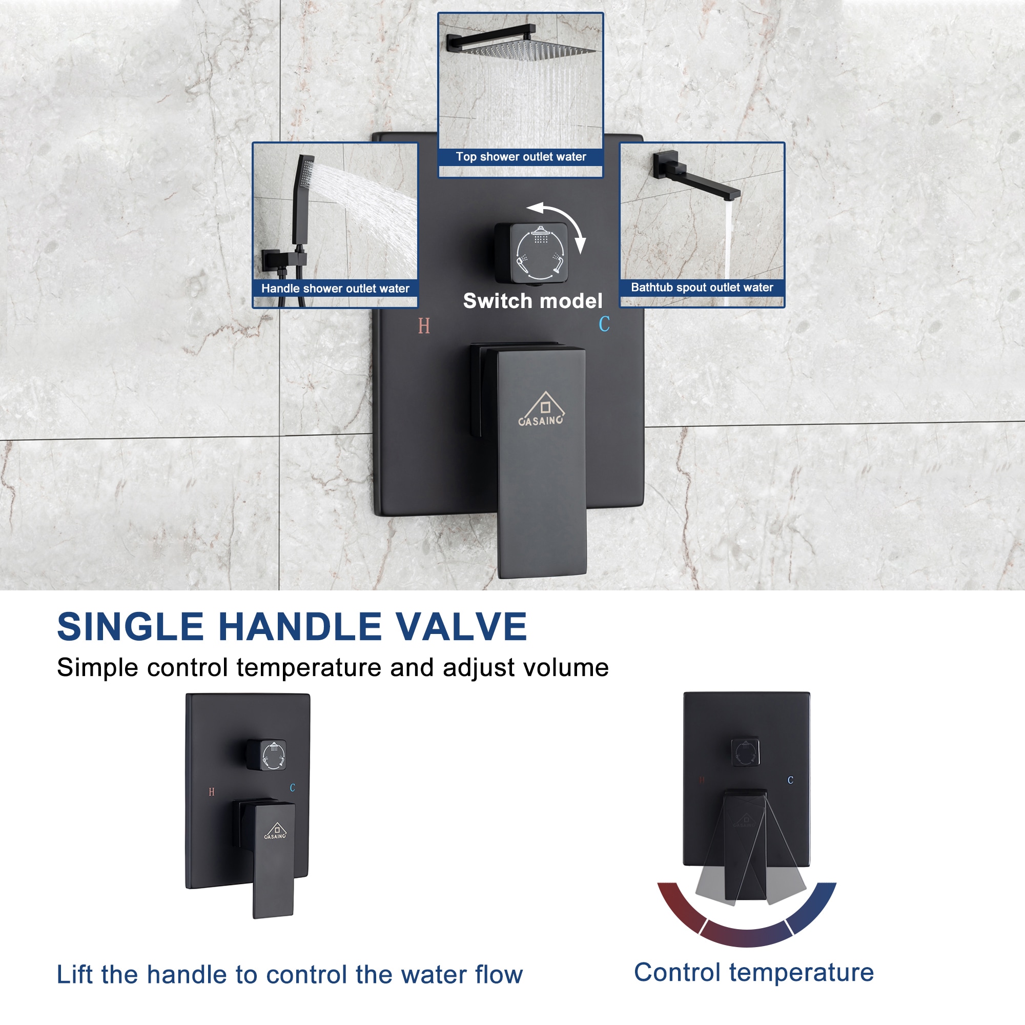 Clihome CL-030ORB-SL Showerhead-Bar-Panels - View #7