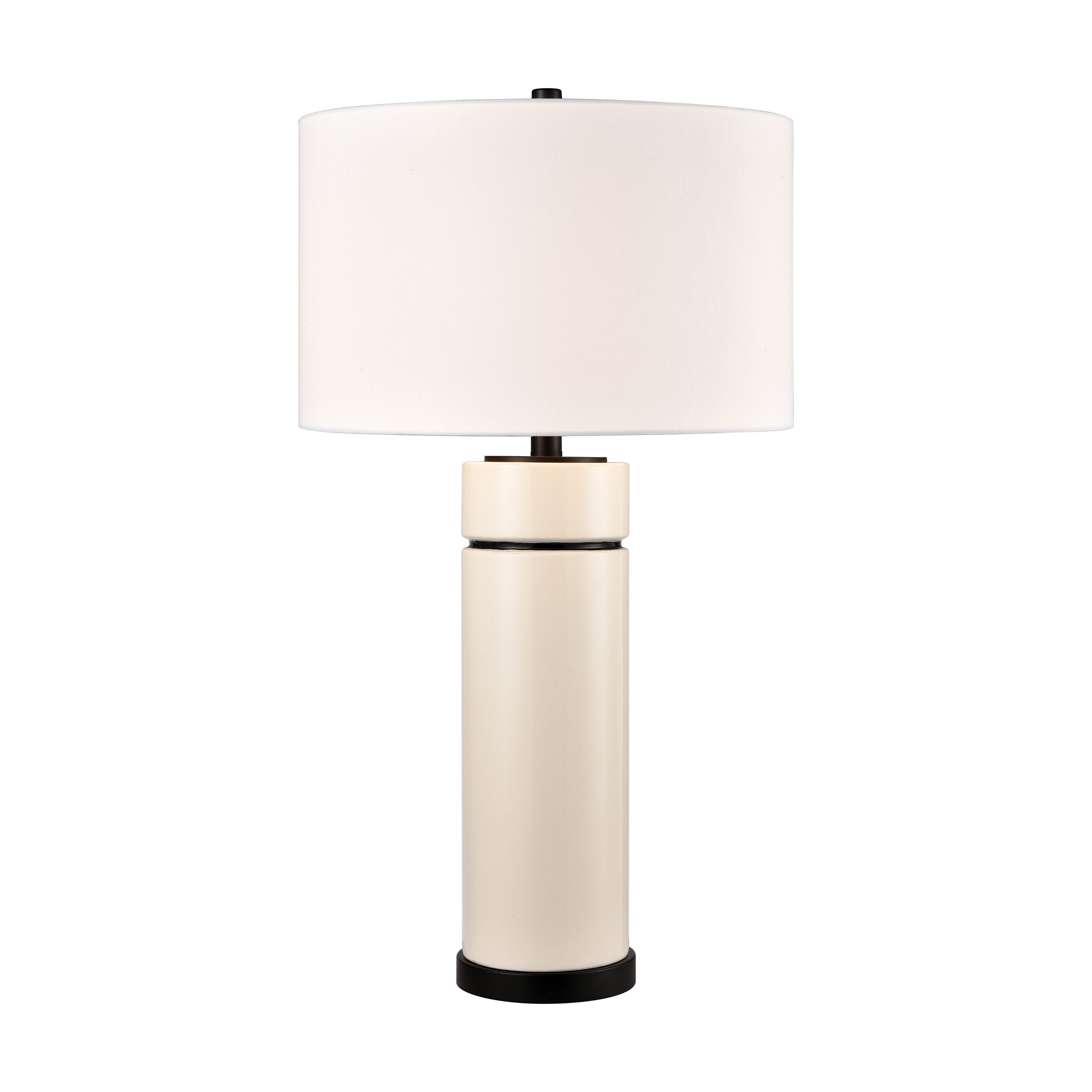 Westmore by ELK Lighting LW-202331058 Second 10-Inches White Glazed 3-way Table Lamp with Fabric Shade