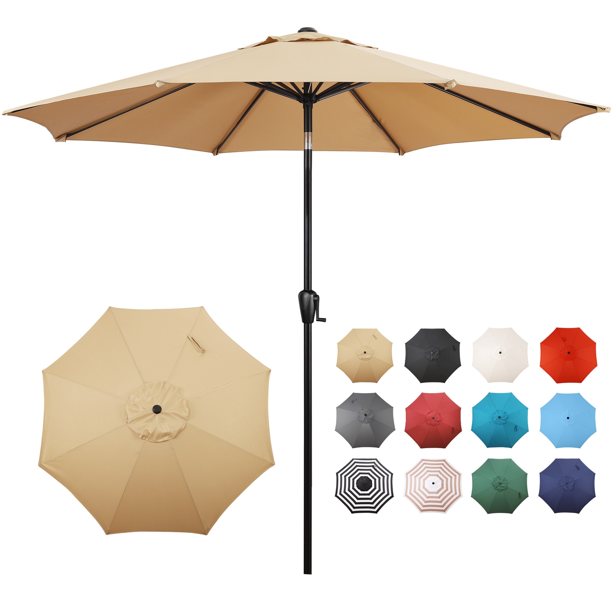 Patio Premier 2L1006 8.85-ft Steel Tan Push-button Tilt Market Patio Umbrella
