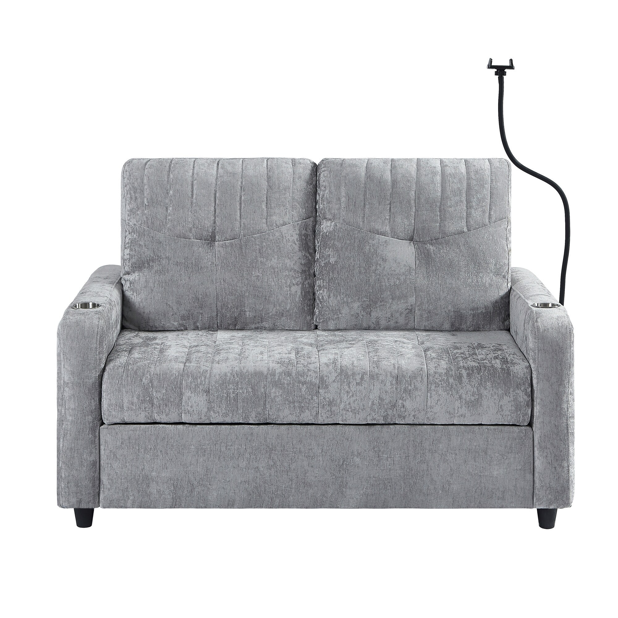 Bybafun YA3700502 53.9-in Modern Gray Chenille Reclining Sleeper