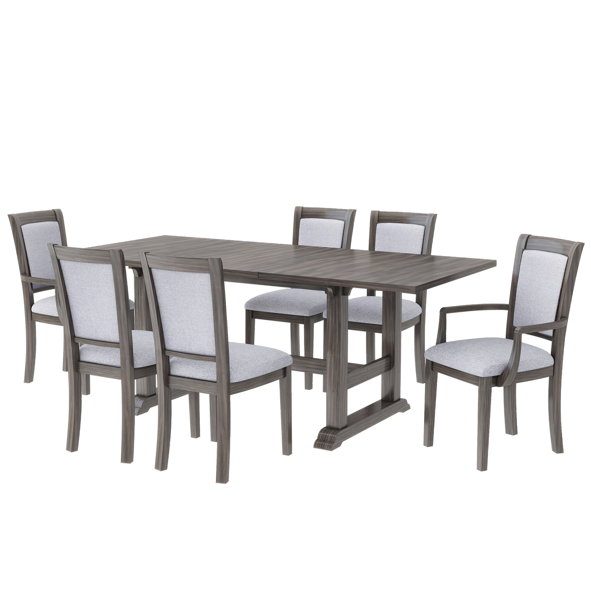 SINOFURN SYA010564GY Gray Rustic Dining Room Set with Rectangular Table ( Seats 6 )