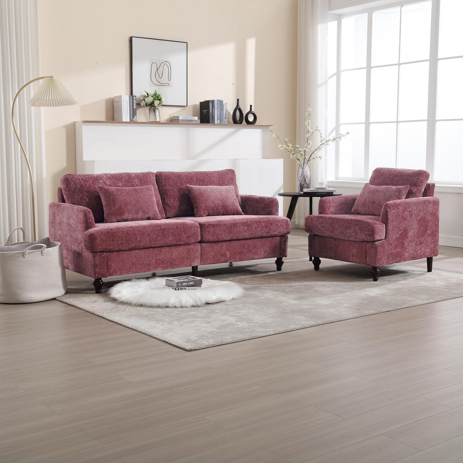 GlasFlength -  Modern Accent Armchair Tufted Club Chair with Scooped Arm Comfort and Mid Century ...