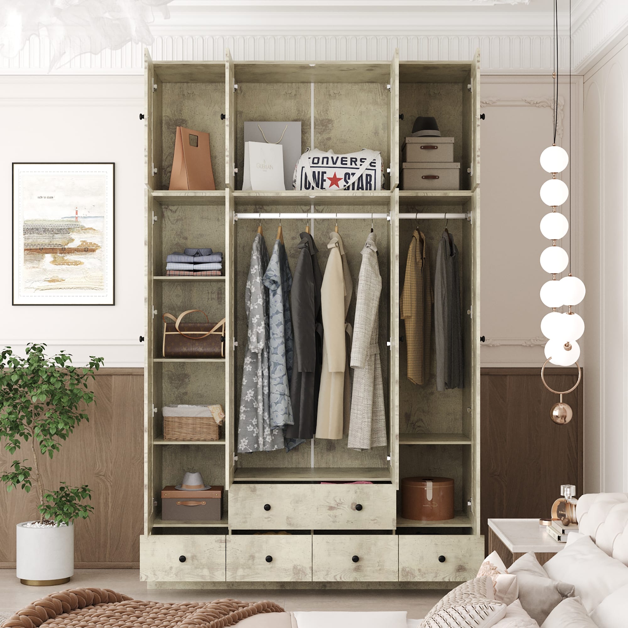 FUFU&GAGA KF260068-05+06+119 Modern Wardrobe Yellow Armoire