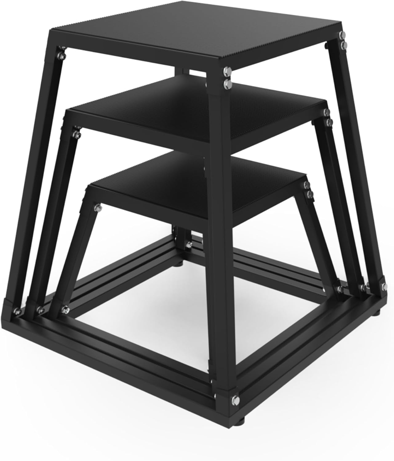 GAOMON Integrated Metal Jump Box Heavy Duty Steel Construction Household Exercise Training Stool 12 18 24 Inch Matte Black