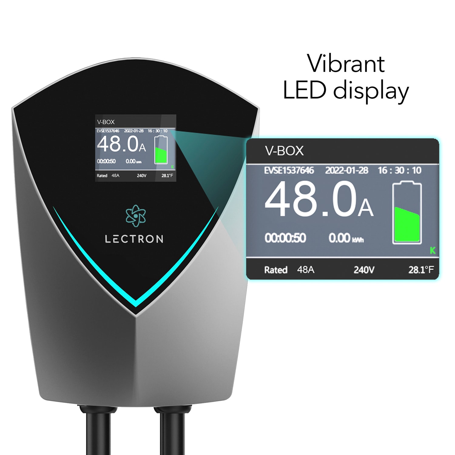 Lectron V-Box EV Charging Station (48A, 240V) Level 2-Electric Vehicle Charger - NEMA 14-50 Plug - ETL, Energy Star Certified