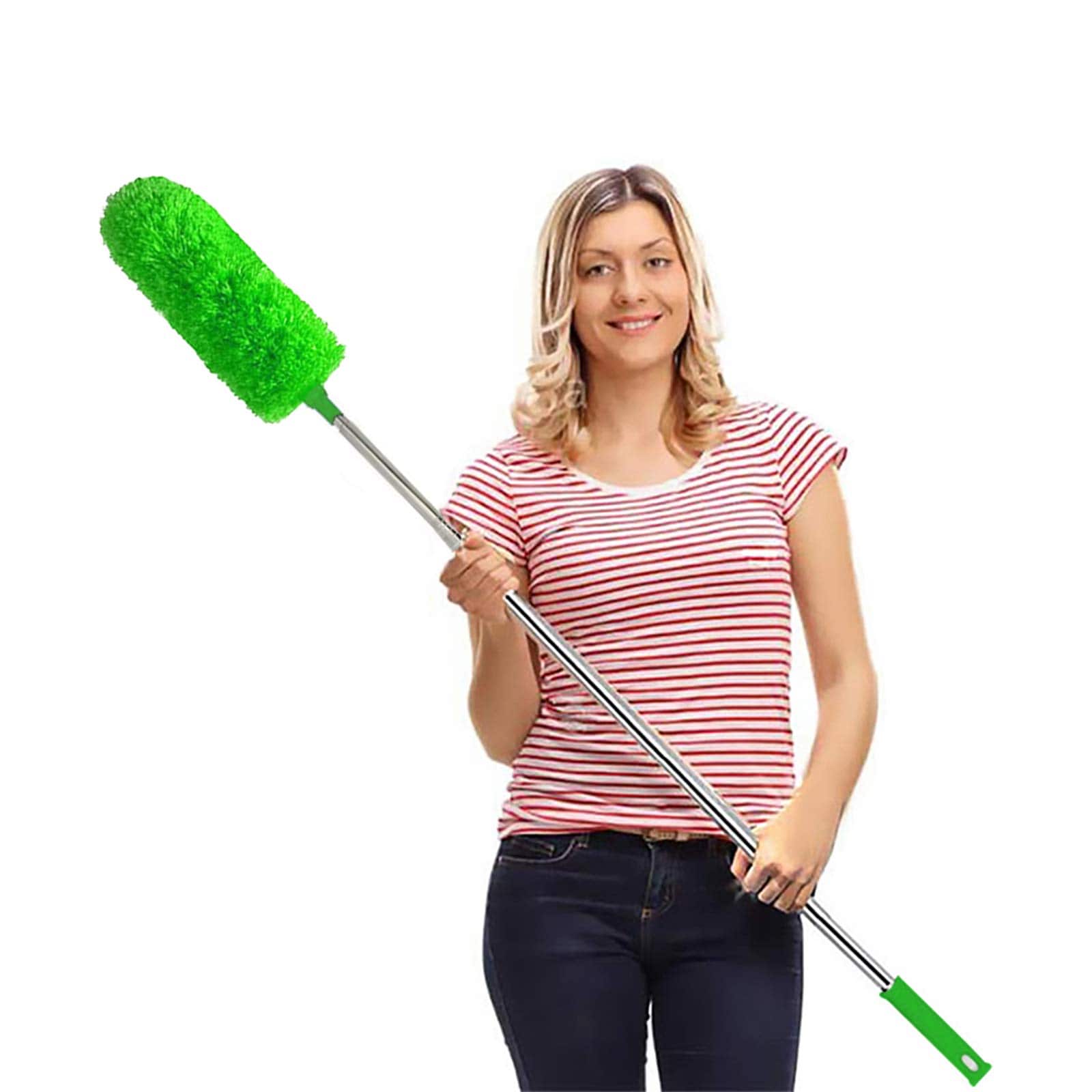 Anqtovp  Microfiber Feather Duster Extendable 100 Inch Telescopic Pole Bendable Head for Cleaning Ceiling Fans High Ceilings Blinds Furniture