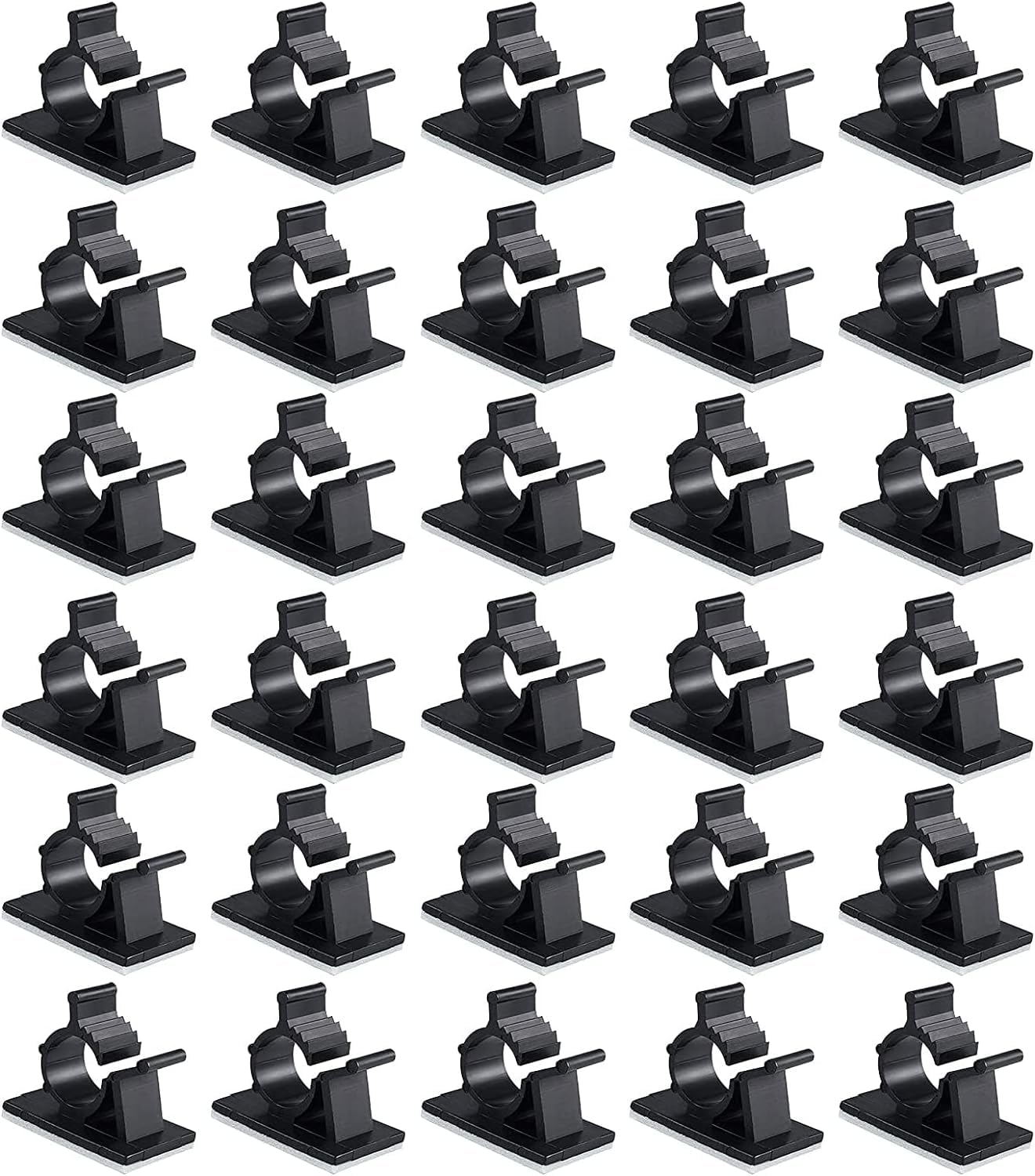 Aoibox 30 Piece Adjustable Self Adhesive Nylon Cable Clips for Cord Management Black Wire Holders for Desk TV #LABLVY35