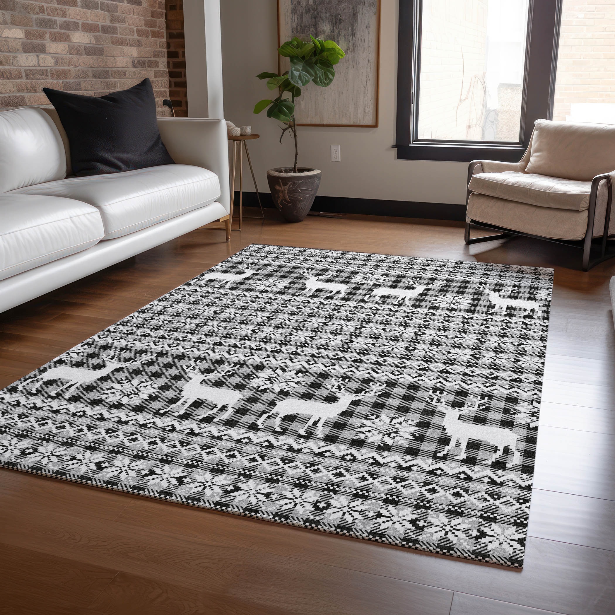 Addison Rugs ACN1820GY9X12 Chantille ACN1820GY 9 x 12 (ft) Loomed Polyester Gray Rectangular Indoor/Outdoor Machine washable Area rug