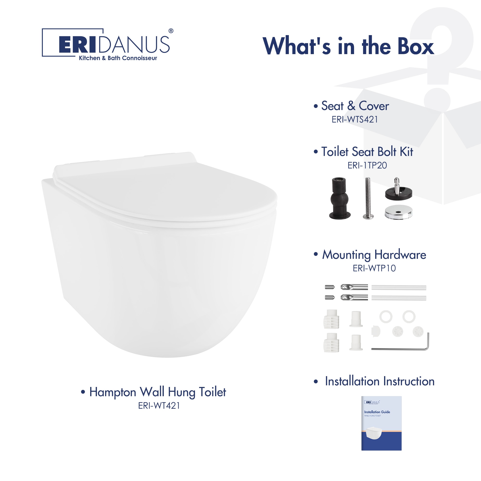 Hampton White Wall Mounted Dual Flush Toilet