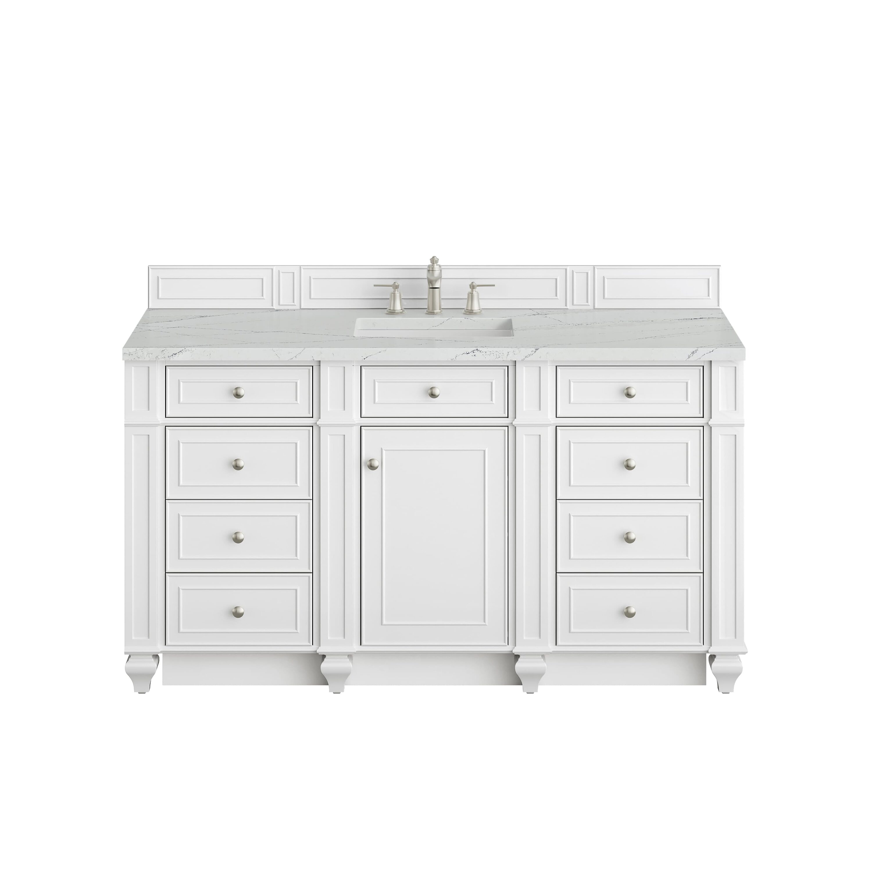 James Martin Vanities 60-in Bright White Double Sink Bathroom Vanity with White