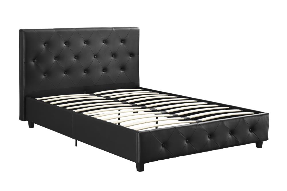 Dhp Dean Black Faux Leather Queen Metal Upholstered Bed In The Beds