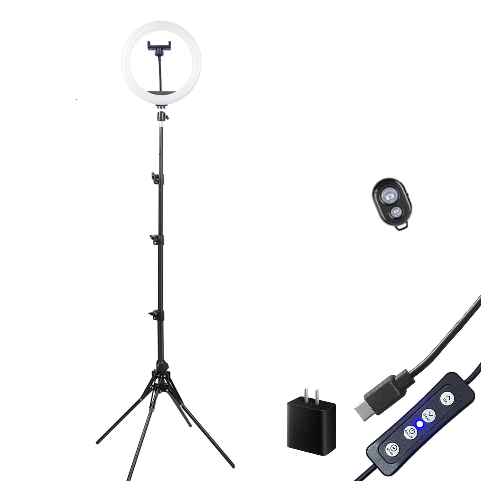Etokfoks  10 2 in White Ring Light with 24 Watt Adjustable Color and Brightness 74 in Stand Phone Clip
