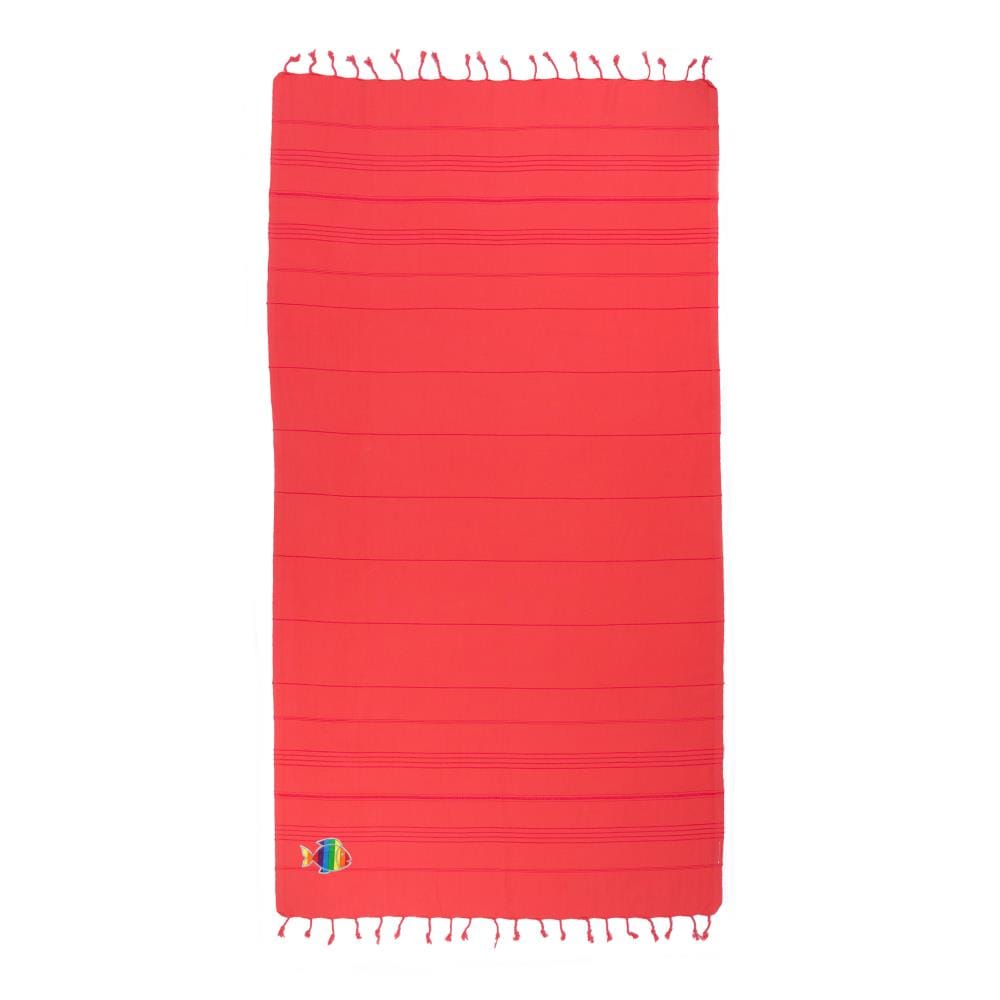 Linum Home Textiles SMR67-FSH Coral Turkish Cotton Quick Dry Beach Towel (Summer Fun- Rainbow Fish)