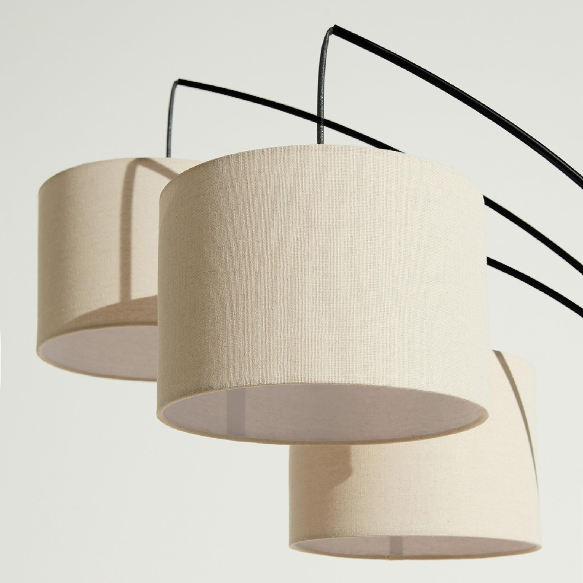 Trilage Black Adjustable 3-Light LED Floor Lamp with Fabric Shades