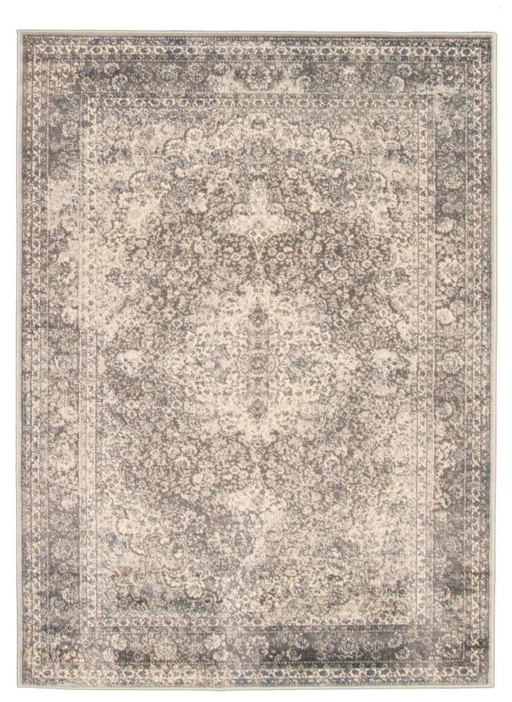 ECARPETGALLERY 315135 Willow S 5 x 7 (ft) Loomed Polypropylene Ivory Rectangular Indoor Medallion Vintage Area rug