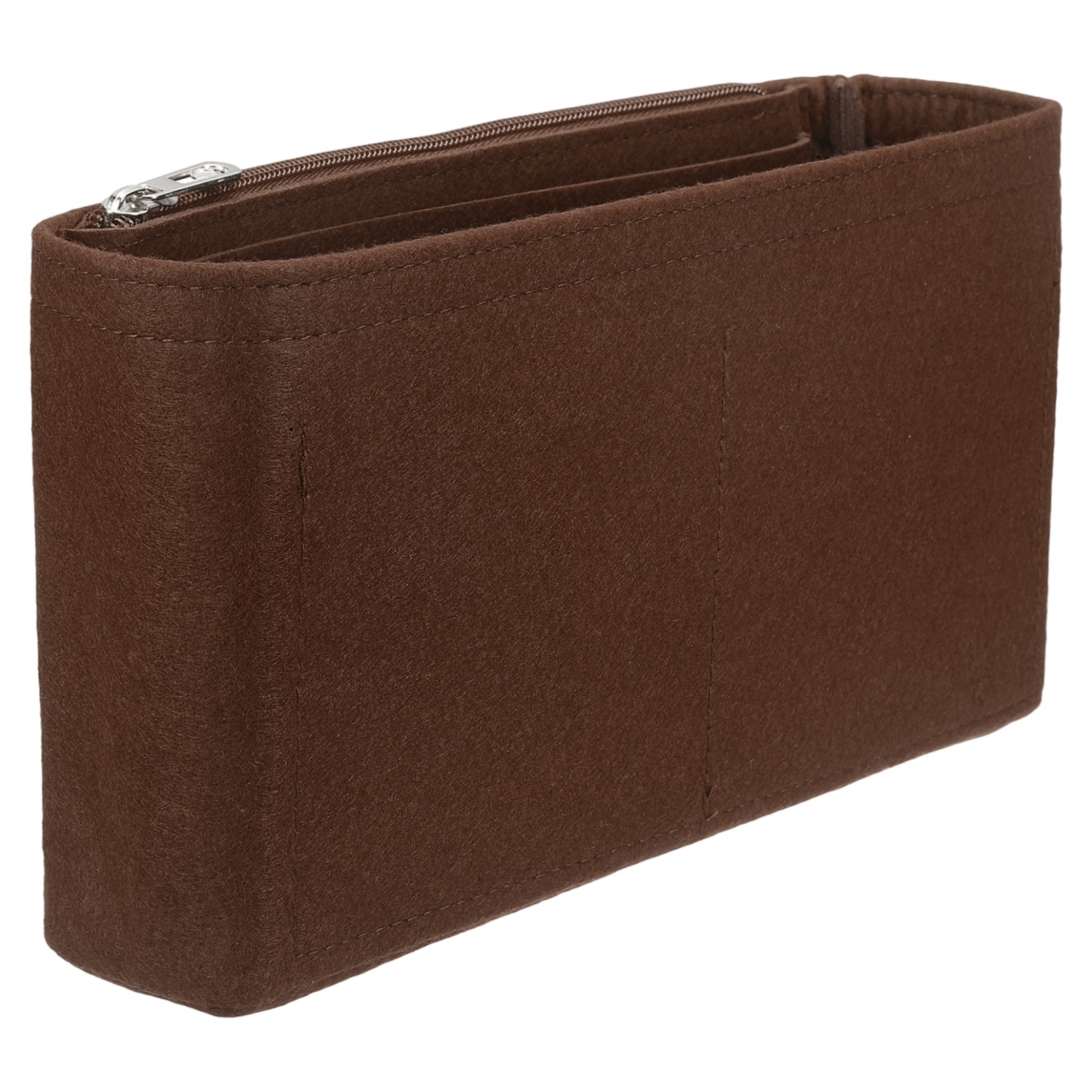 Unique Bargains - Purse Organizer Insert Felt Portable Handbag Shaper with Zipper Multiple Compar...