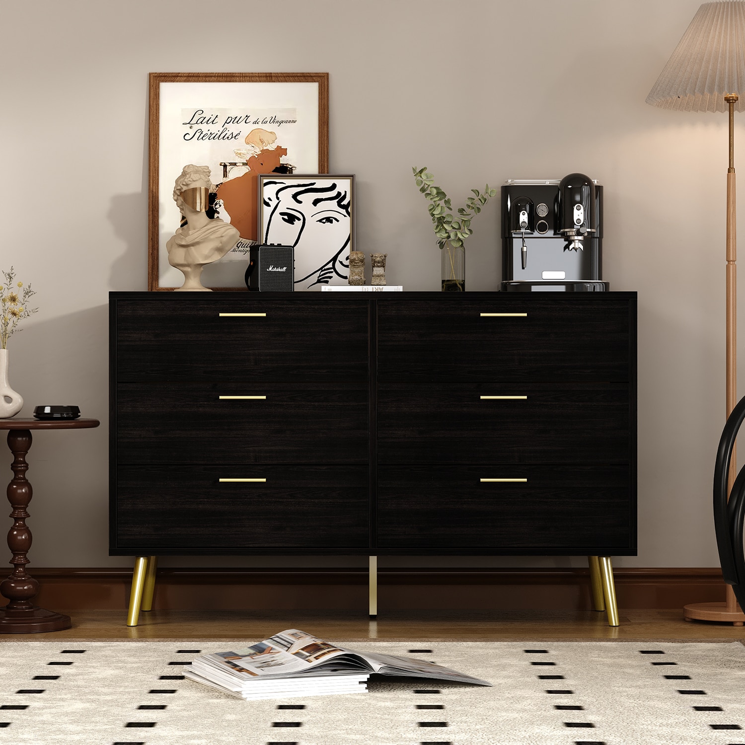 FUFU&GAGA KF200054-03 Brown 6 -Drawer Standard dresser