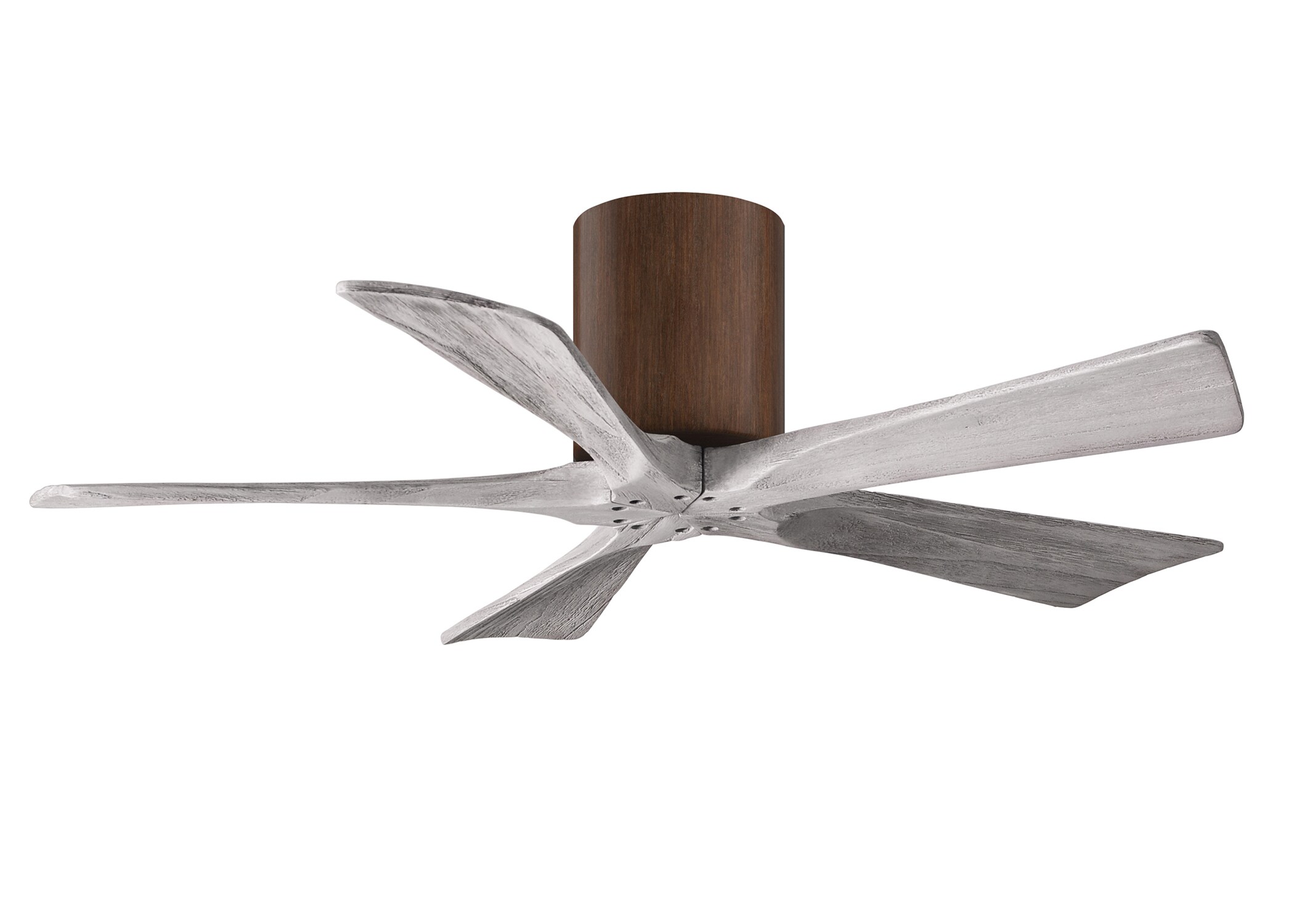 Matthews Fan Company IR5H-WN-BW-42 Irene-5H 42-in Outdoor Flush Mount Walnut with Barnwood Tone Blades Ceiling Fan Without Light - Remote Included ( 5 -Blade )