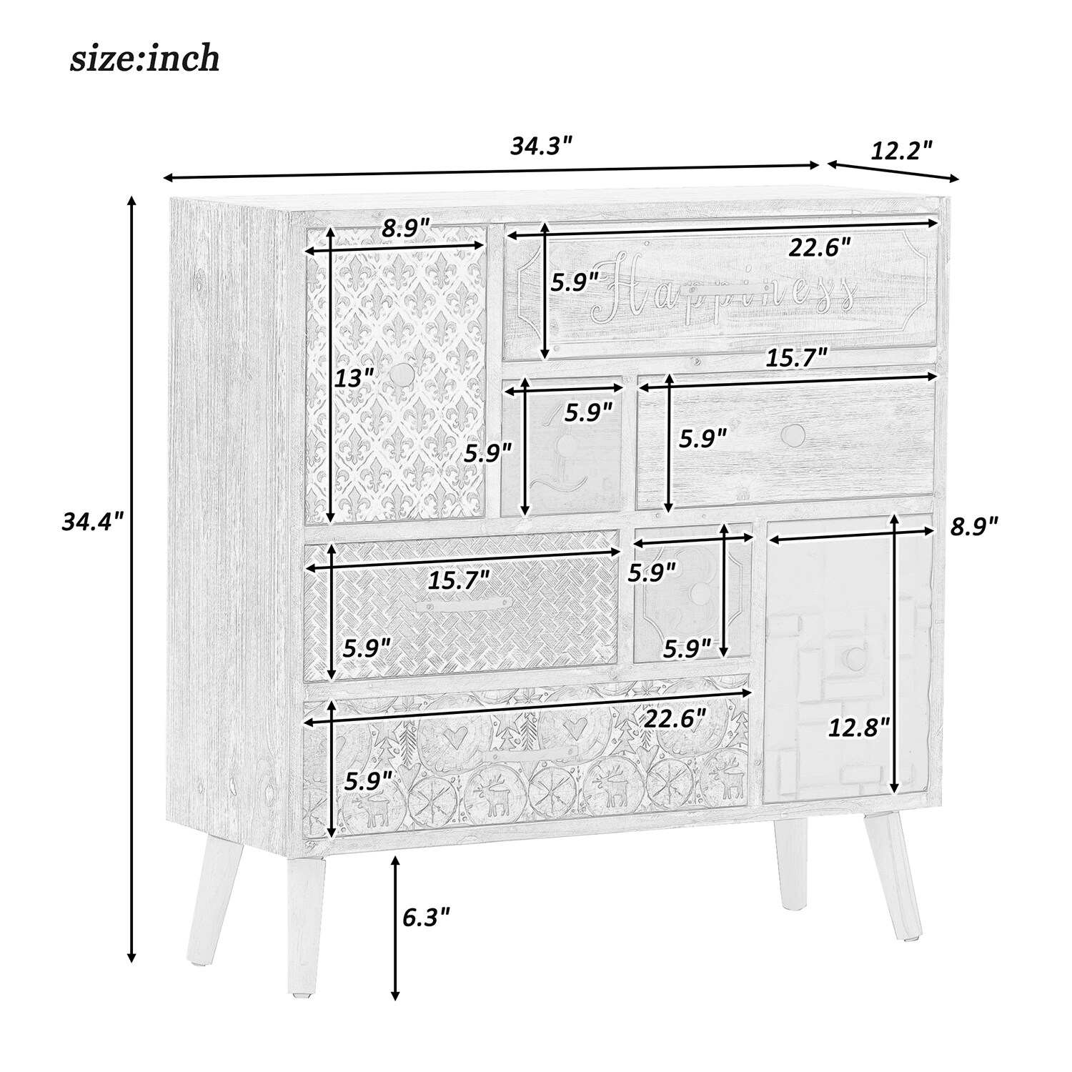 SINOFURN Rustic Brown Console Table in the Console Tables department at ...