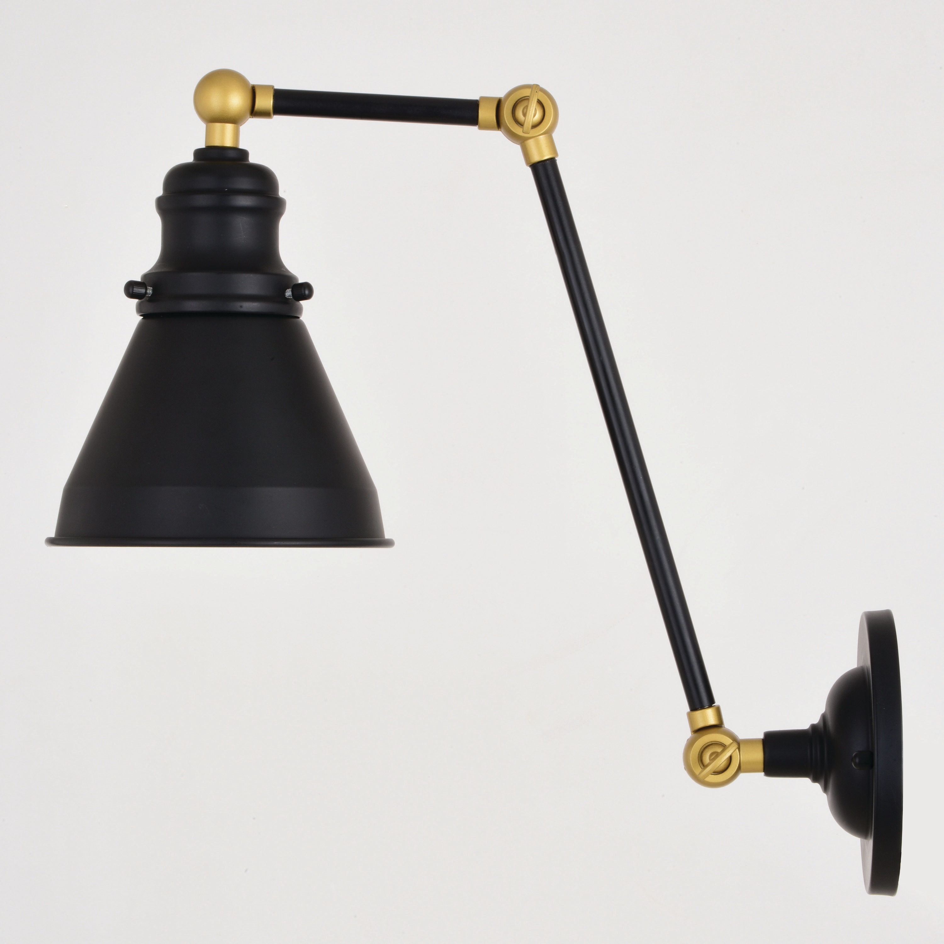 Alexis Adjustable Swing Arm Wall Lamp in Oil Rubbed Bronze and Satin Gold