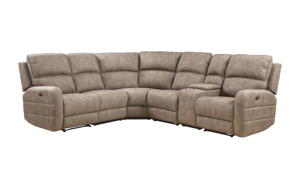 ACME FURNITURE 54590 Olwen 86-in Modern Mocha Nubuck 5-seater Reclining Sectional