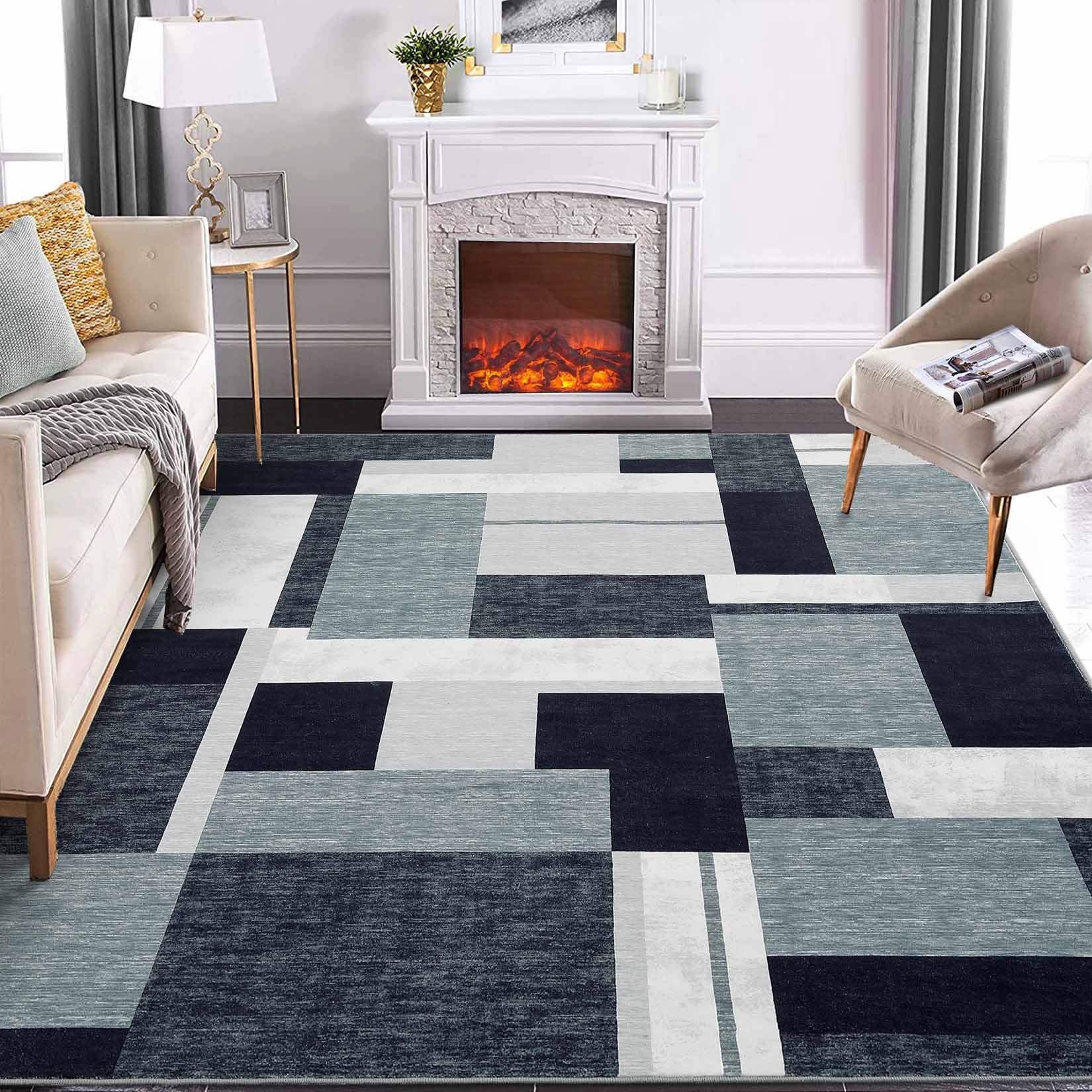 Garvee YXY-LO-PHO-11TKTAJ4 3 x 5 (ft) Loomed Polyester Gray Rectangular Indoor Geometric Mid-Century Modern Machine washable Area rug