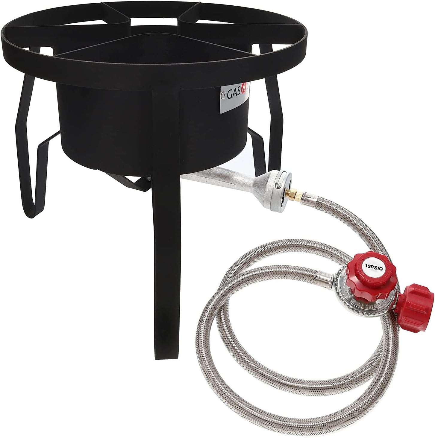 GasOne B-5300-15 12.5 in. HP Propane Burner Outdoor Cooker Fryer 15 PSIG Adj Regulator